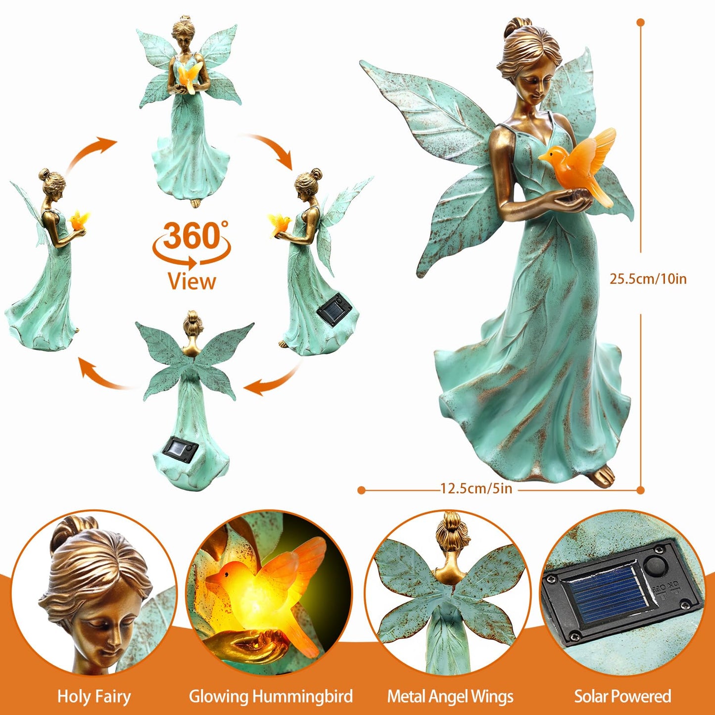 Solar Angel Garden Statues, Outdoor Solar Lights Waterproof, Birthday Gifts for Mom Women Mother's Day, Garden Figurines for Yard Decor Patio Porch Lawn Ornaments