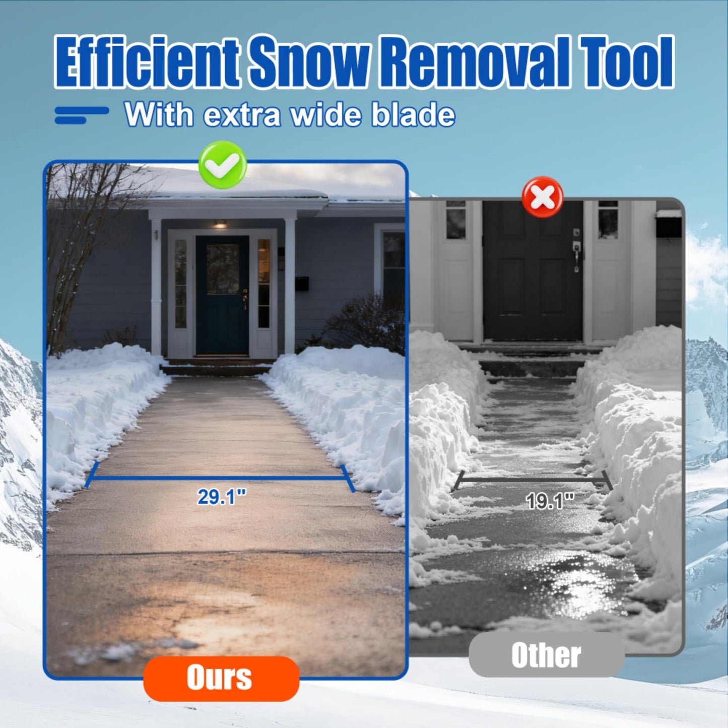 Snow Shovel with Wheels,29" Wide Metal Snow Pusher Shovel with 15" Height &10" Wheels,Adjustable Angle&Height Handle,Effortless Snow Removal,Ergonomic Design for Driveway&Sidewalk (Black Single Rod)