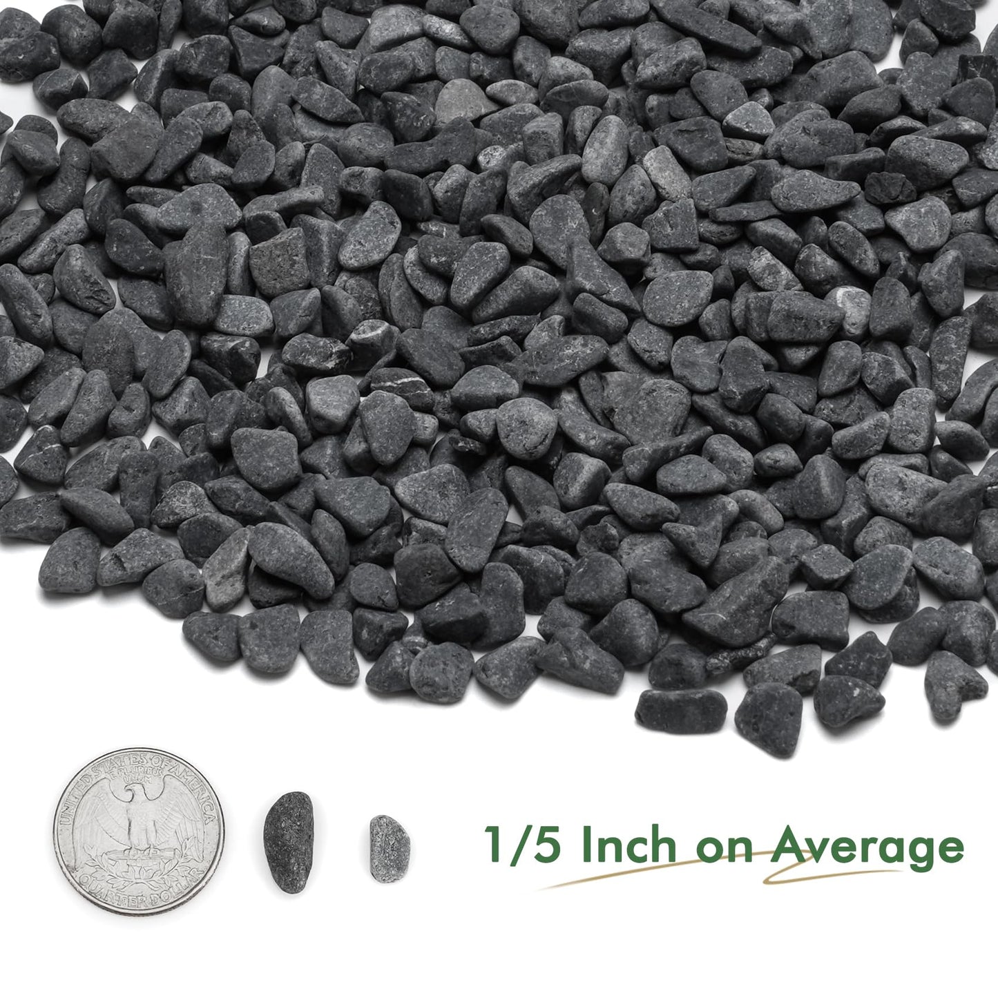 Mr. Fireglass Natural Decorative Gray Bean Pebbles 1/5" Crushed Gravel Stone for Decorating Garden, Succulent Plants and Walkway (2-lb Bag)