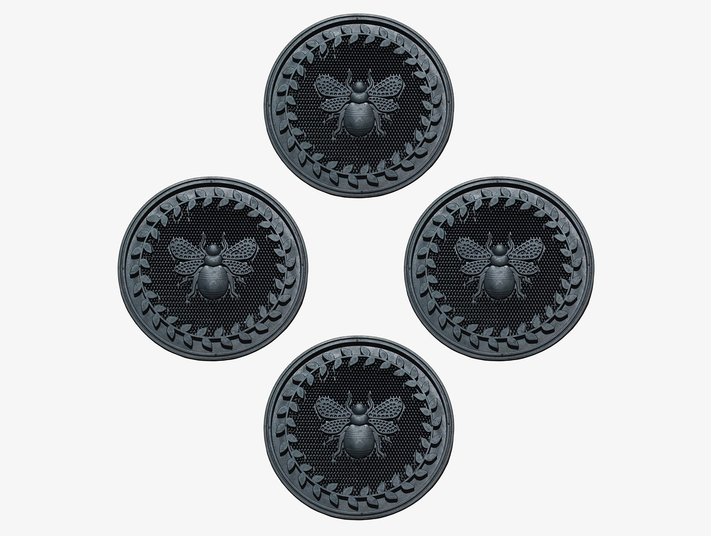 A1 Home Collections Multi Functional-Garden Stepping Stone Mat Round, Natural Rubber Heavy-Duty Beautiful Hand Finished Design 12"X12" Set of 4, Bumble Bee Black