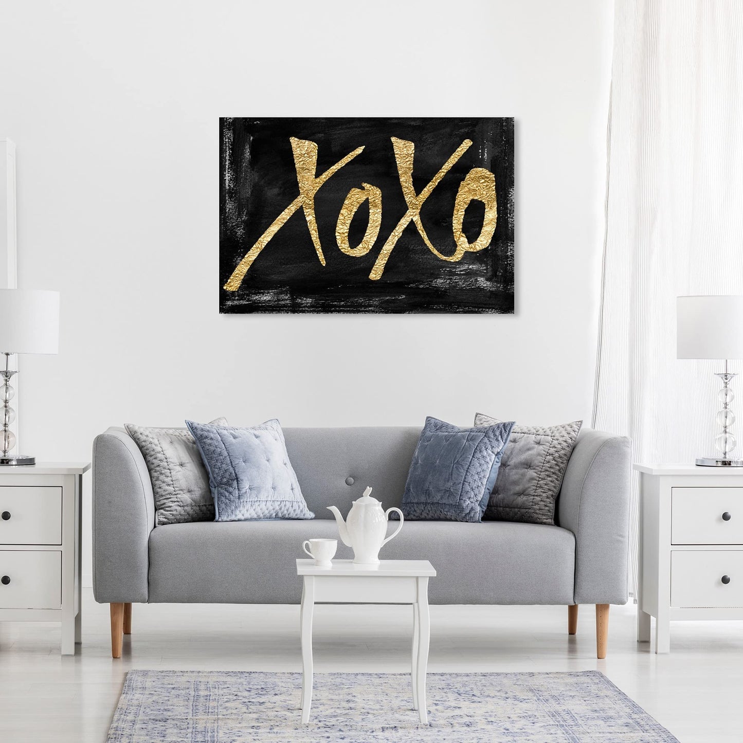 Oliver Gal Typography Wall Art Canvas Prints Quotes and Sayings Black and Gold XOXO Home Décor, 30" x 20", Stretched