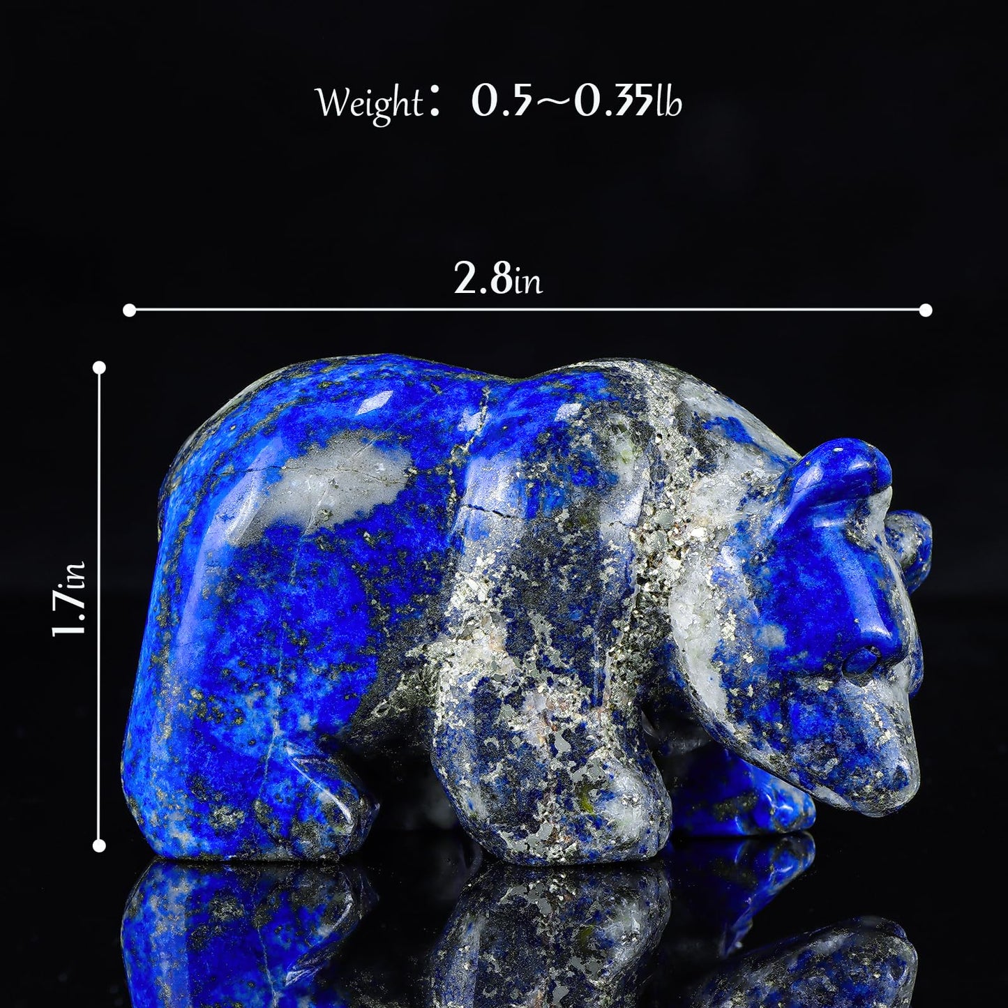 Hxswkk 3" Crystal Bear Figurine Collectibles, Hand Carved Gifts, Animal Sculpture Statue, Home Office Desk Decoration Ornaments (Lapis Lazuli)