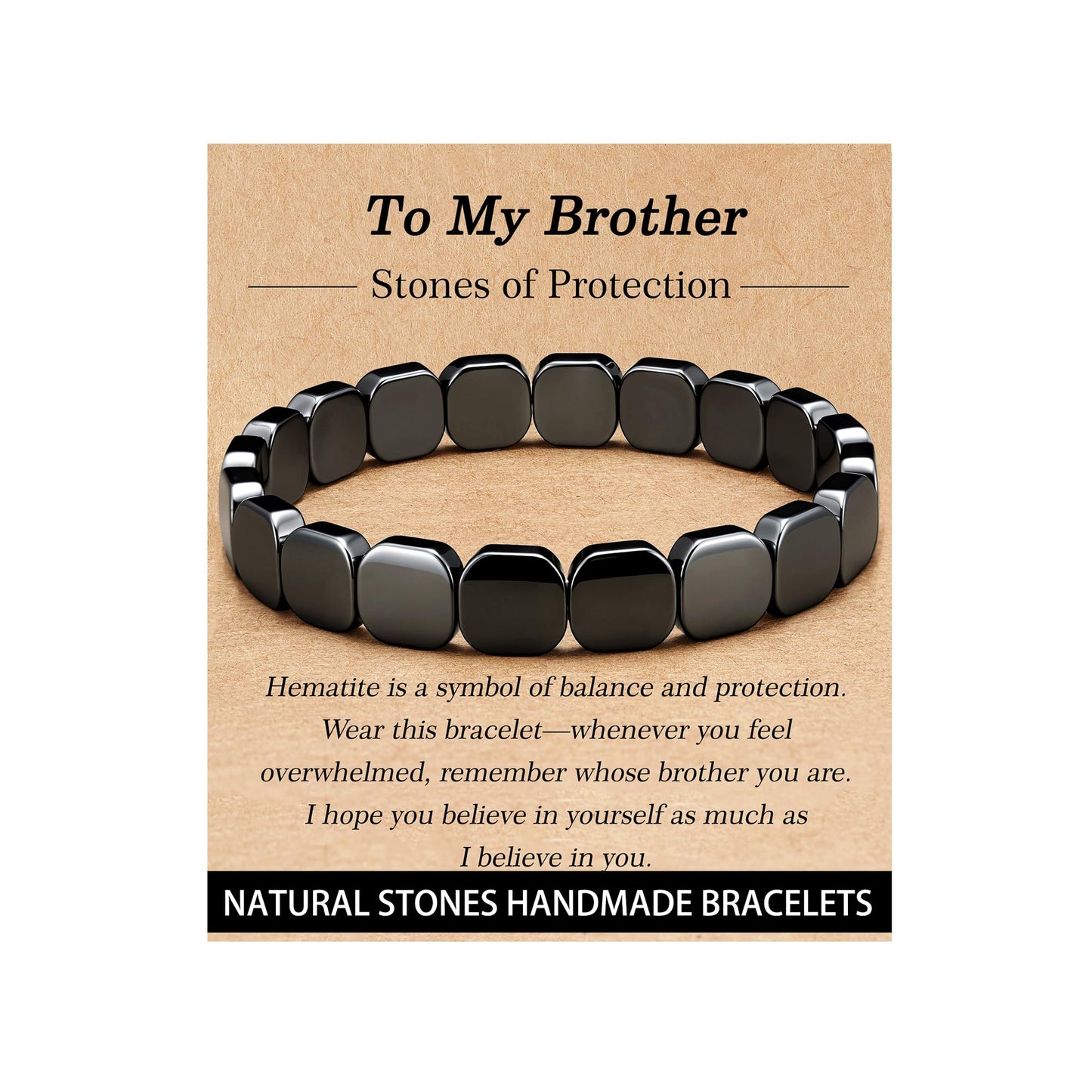 HEYOLL Hematite Bracelet Men Natural Stones Handmade Bracelets Hematite Stone Healing Bracelet, Mens Bracelet Gifts for Husband Brithday Valentines Day Gifts for Men