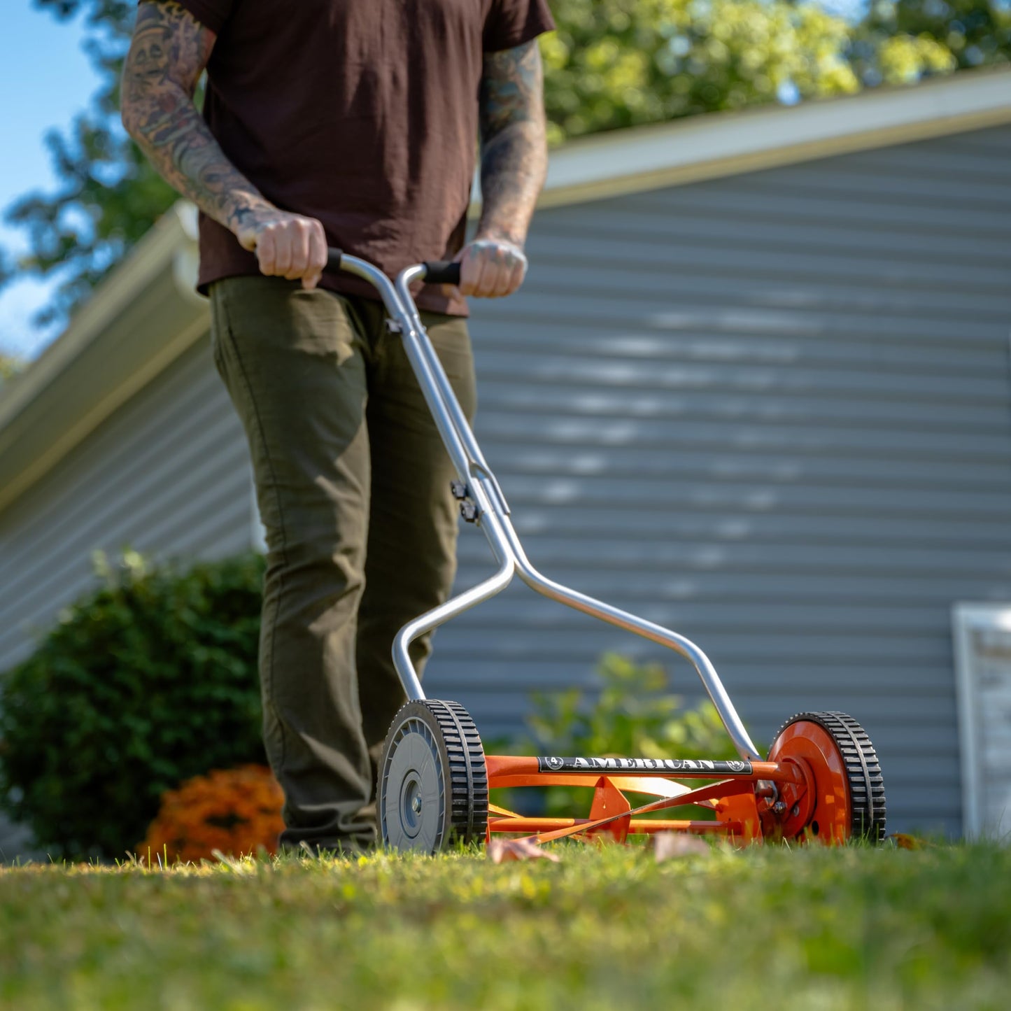 American Lawn Mower Company 1204-14 14-Inch 4-Blade Push Reel Lawn Mower, Red
