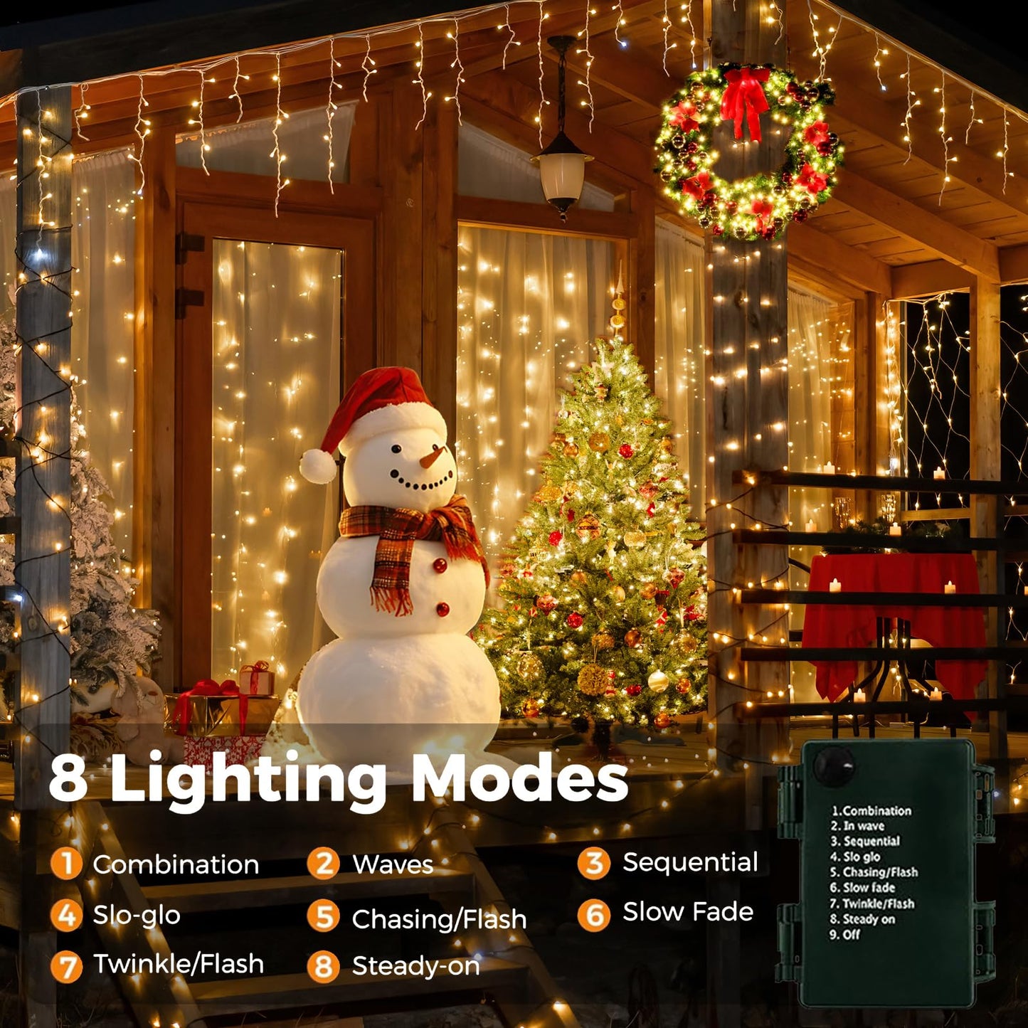 4 Pack 160FT 400 LED Battery Operated Christmas Lights Indoor/Outdoor with Timer & 8 Modes Green Wire Christmas Tree Lights Waterproof Fairy String Lights for Garden Christmas Decoration(Warm White)