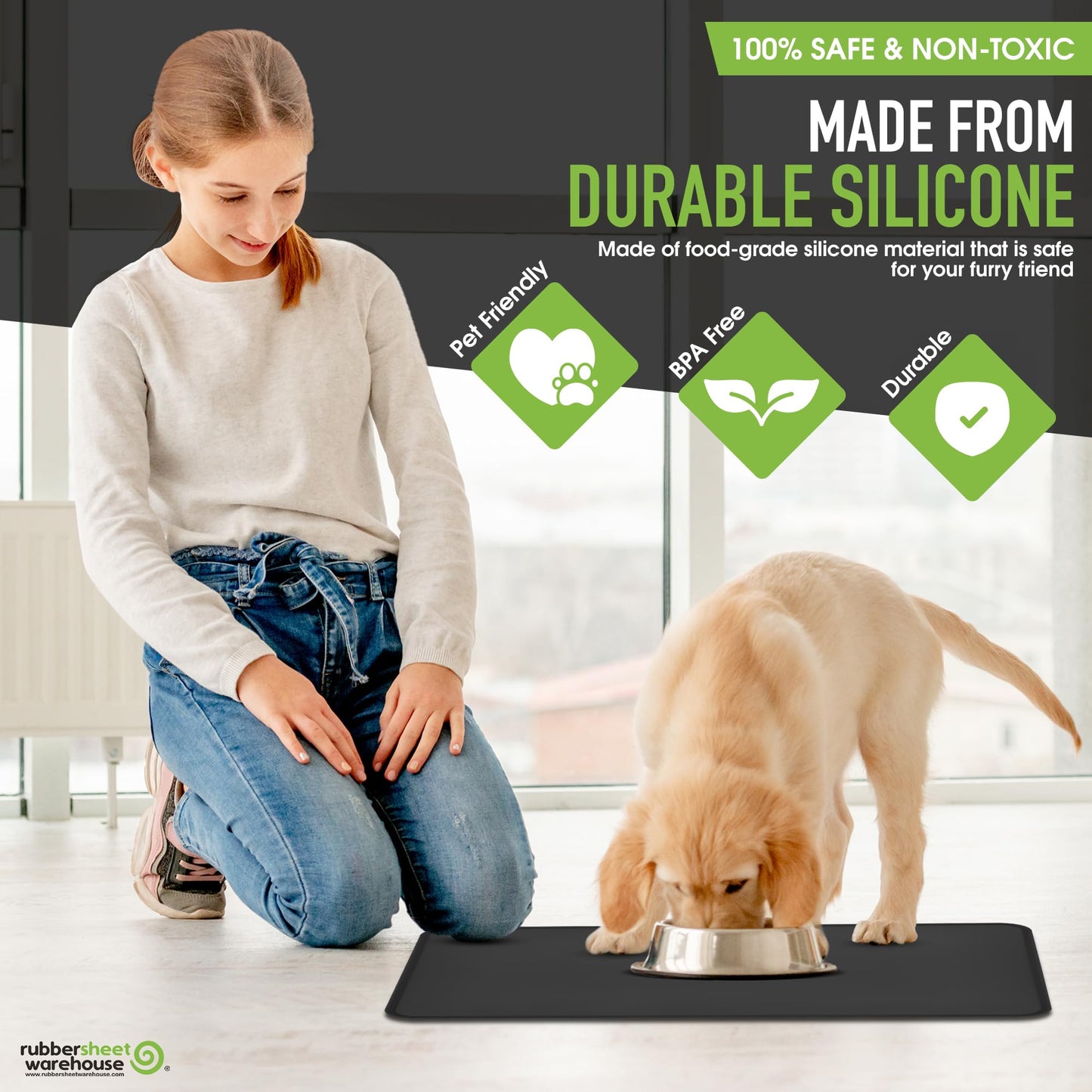Multi-Purpose Silicone Rubber Mat, Non-Slip Surface, Indoor Outdoor Use, Easy Clean