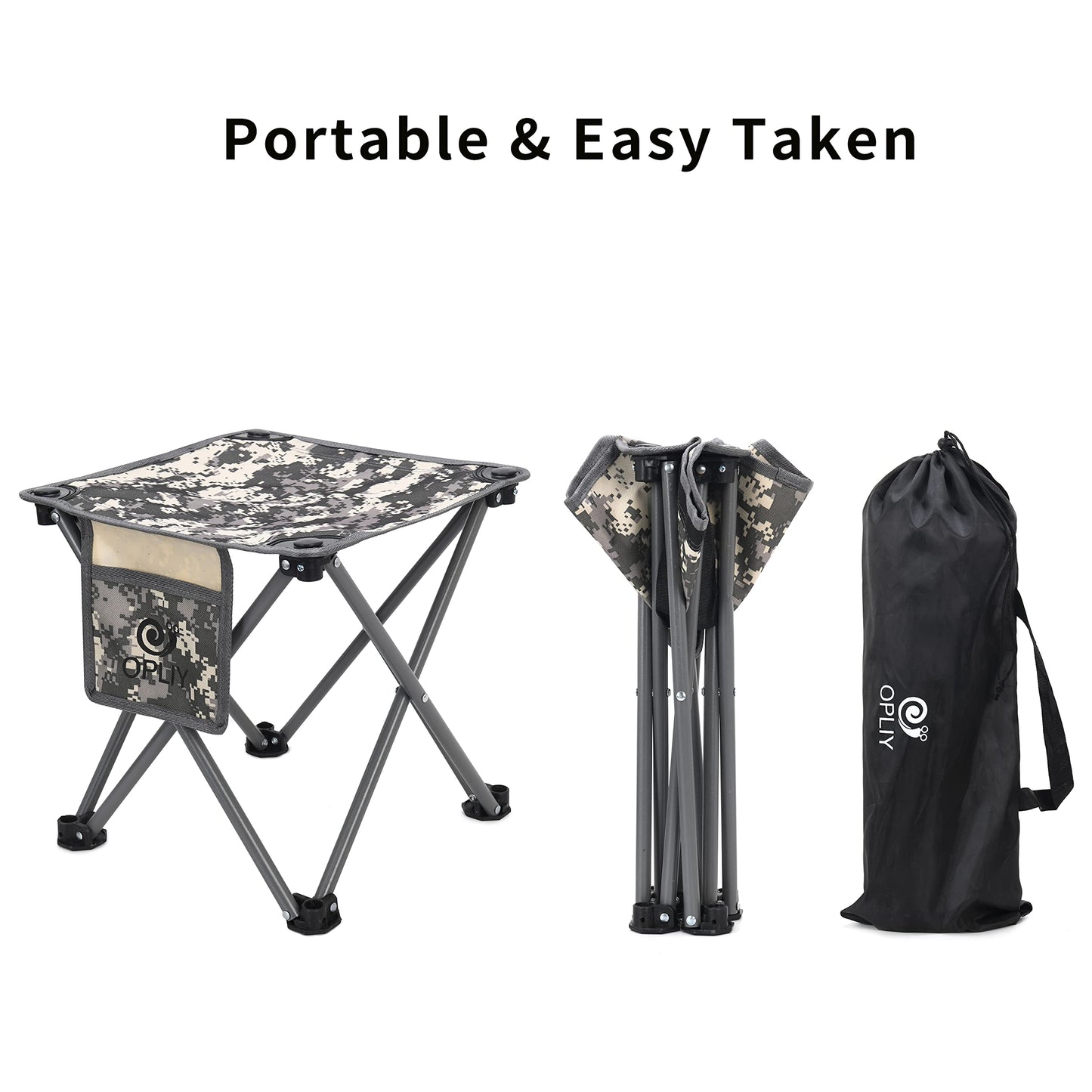 Opliy Camping Stool 2 Pack,13.5 Inch Portable Folding Stool for Outdoor Gardening and Beach Hiking Fishing,Foot Stool with Carry Bag (Camouflage)