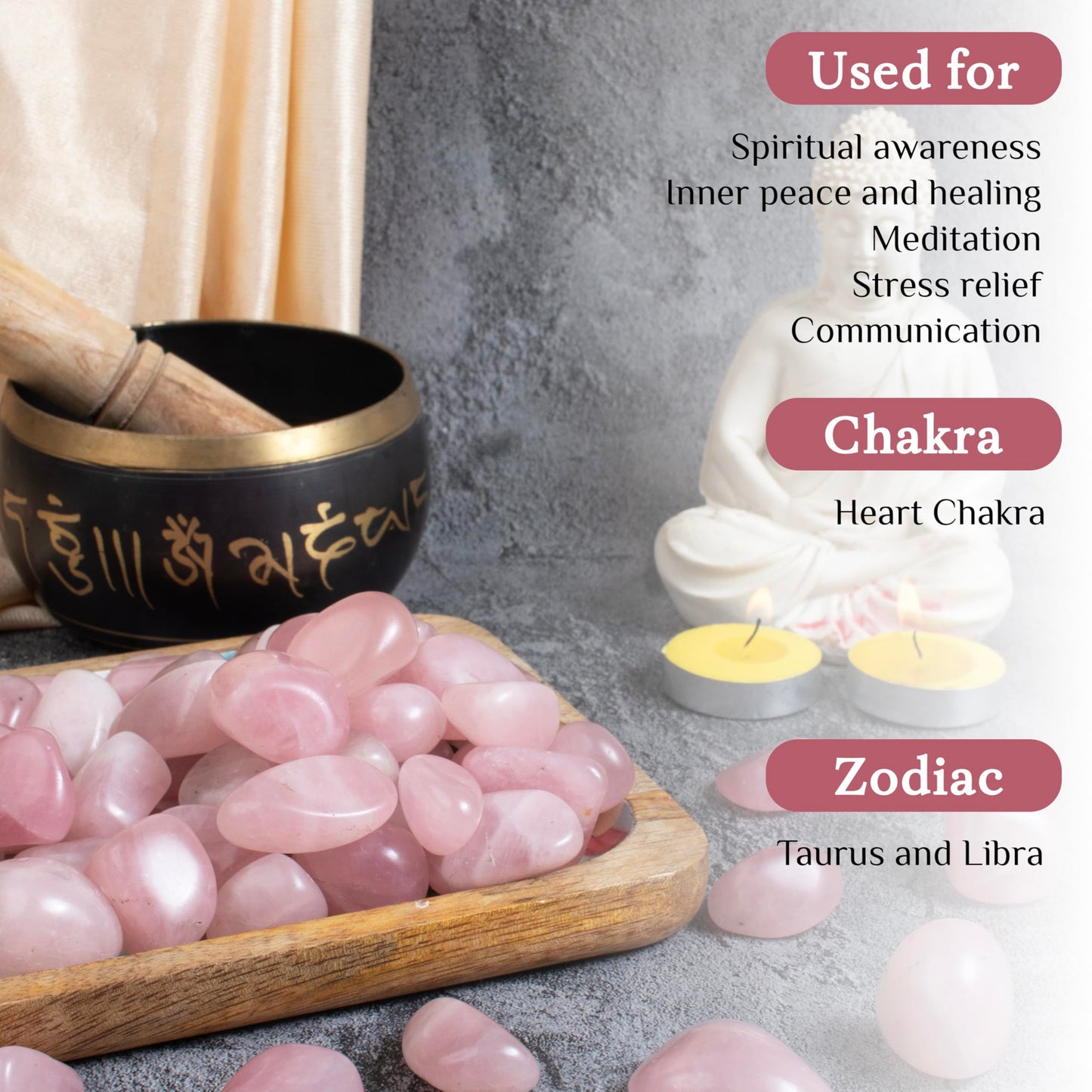 Crocon 1LB Rose Quartz Tumbled Stones and Crystals Bulk 2000+ Carats Natural Crystal Kit for Reiki Healing Polished, Mothers Day, Tumble Stones, Chakra Balancing, Gift, Home Decor Size : 20mm