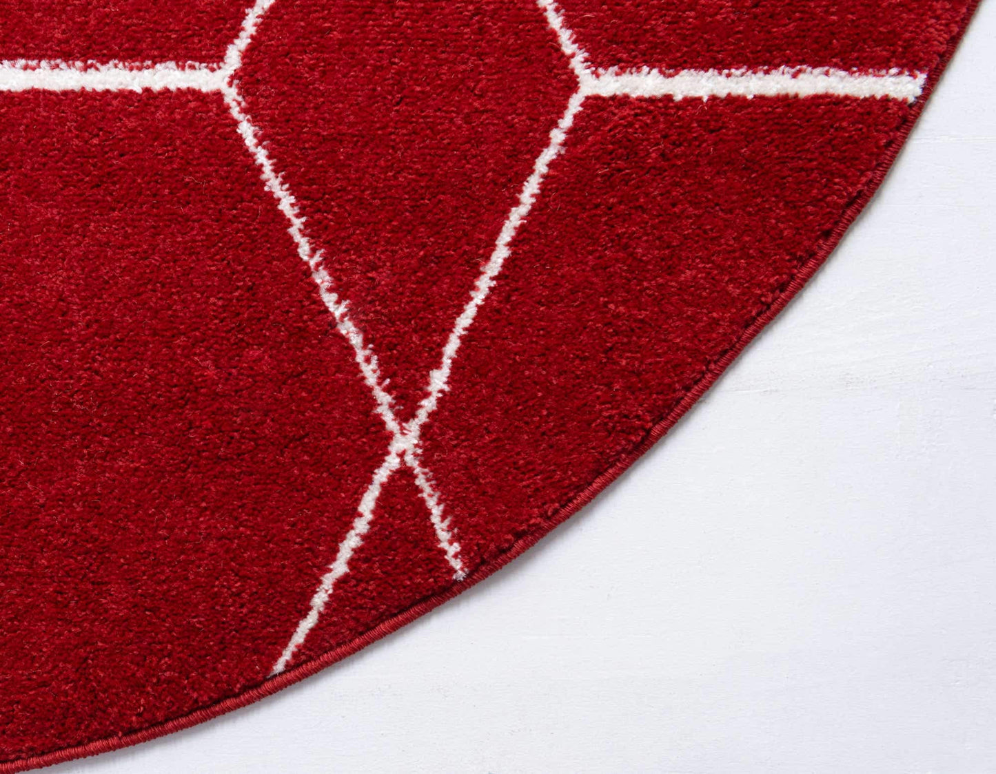 Unique Loom Trellis Frieze Collection Area Rug - Geometric (5' 1" Round Red/Ivory)