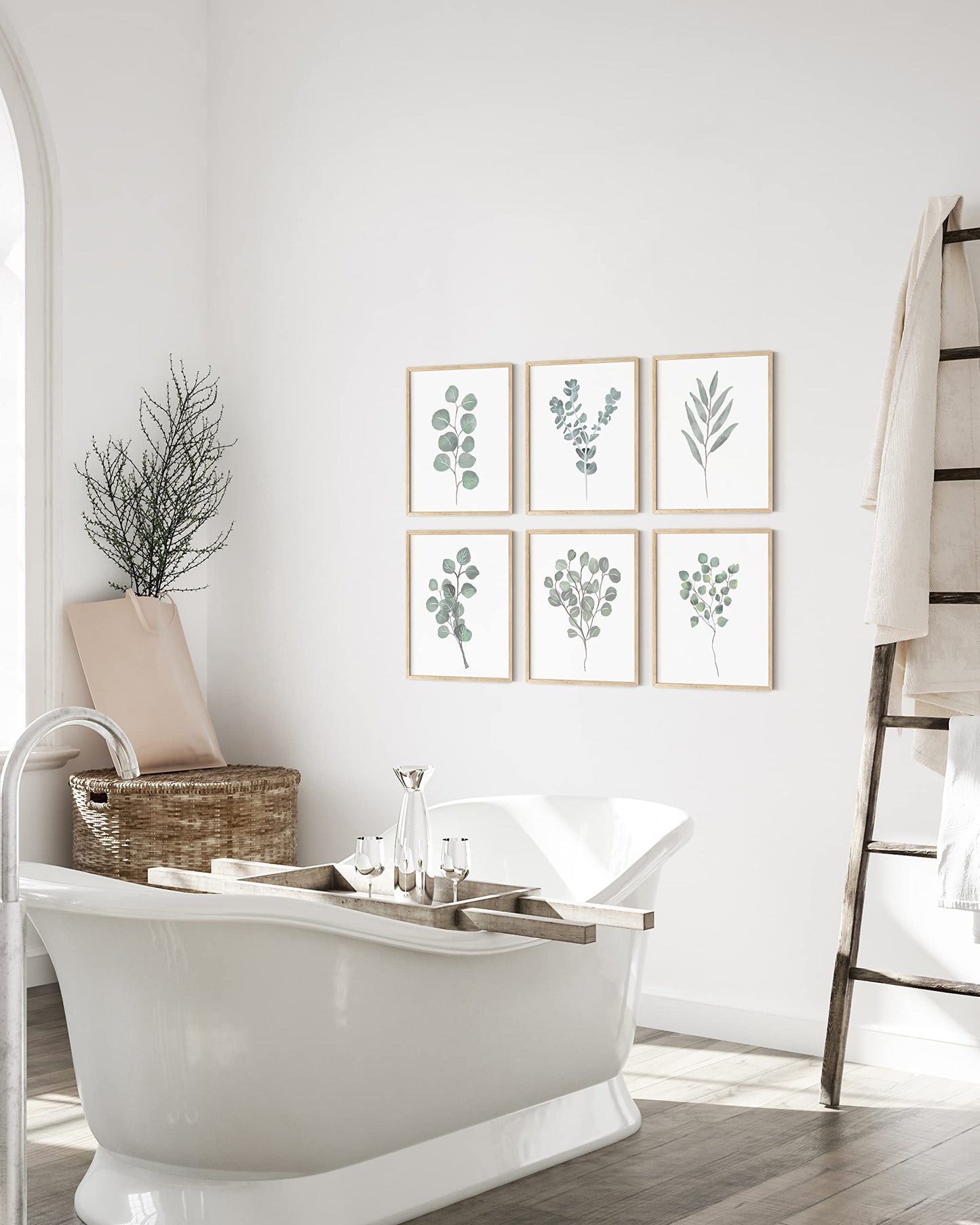 HAUS AND HUES Leaf Prints Botanical Wall Art Set of 6 Nature Art Prints & Eucalyptus Leaves Wall Decor | Botanical Prints Eucalyptus Wall Art Plant Decor | Unframed, 8" x 10"