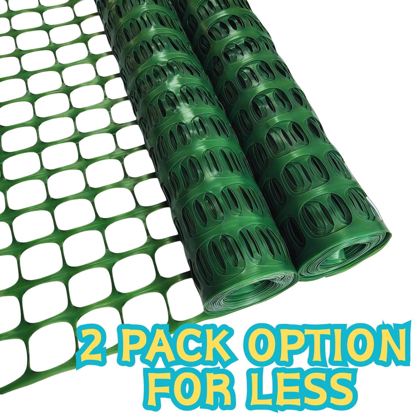 PotatoLife Plastic Mesh Fence Safety Fence, 4'x100' Roll with 100 Zip Ties, Resuable Temporary Netting for Garden Fencing, Construction, Snow Fencing, Animal Barrier, Poultry, Deer, Patio, Green