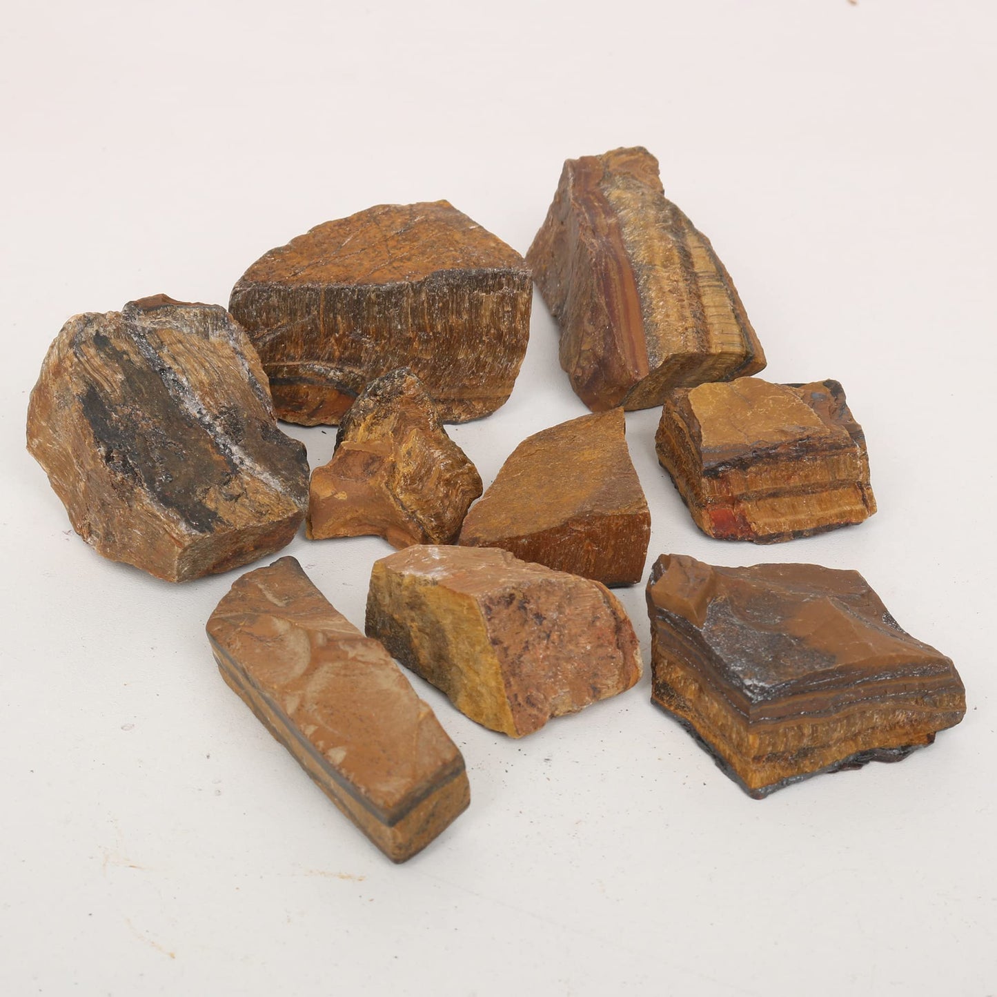 REAL-GEMS Natural Raw Healing Crystals Rough Stones for Tumbling, Cabbing, Polishing, Wire Wrapping, Wicca & Reiki Crystal Healing, Mix Gemstones,7 Chakra (Brown Tiger Eye)