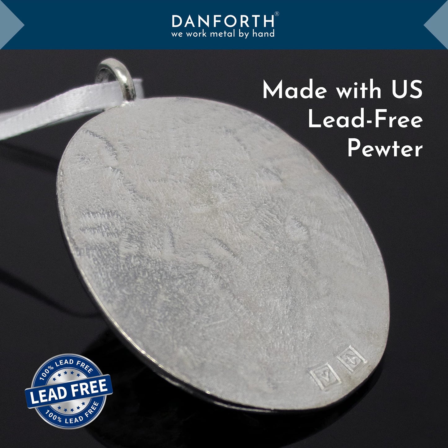 DANFORTH - Guardian Angel Ornament, Pewter Christmas Tree Decoration, 1 3/4" Tall by 1 1/2" Wide, Made in USA