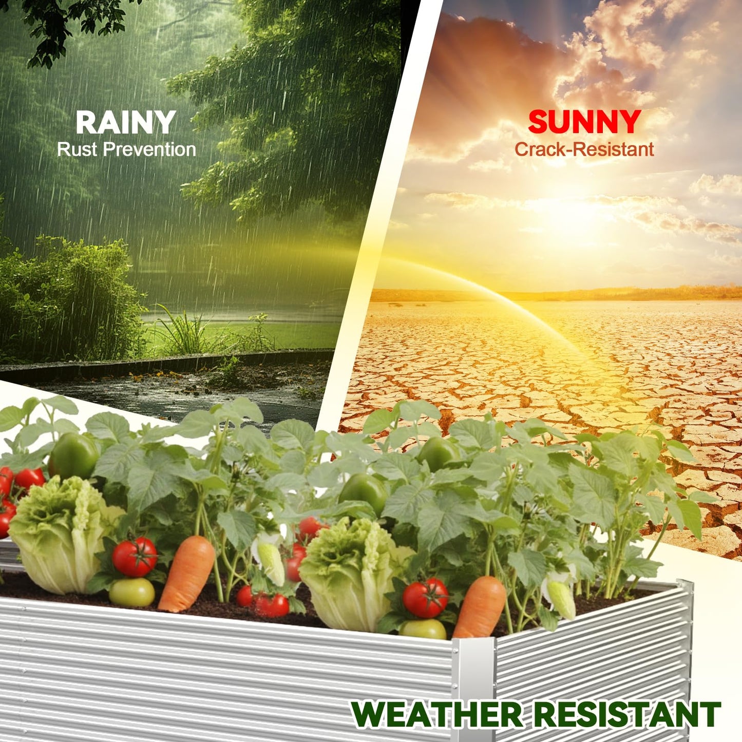 OZMSHF 3 Pack Tall 4x2FT Raised Beds for Gardening, Corrugated Galvanized Steel Raised Garden Bed, Outdoor Metal Above Ground Garden Bed for Vegetables and Flowers(Rectangular)