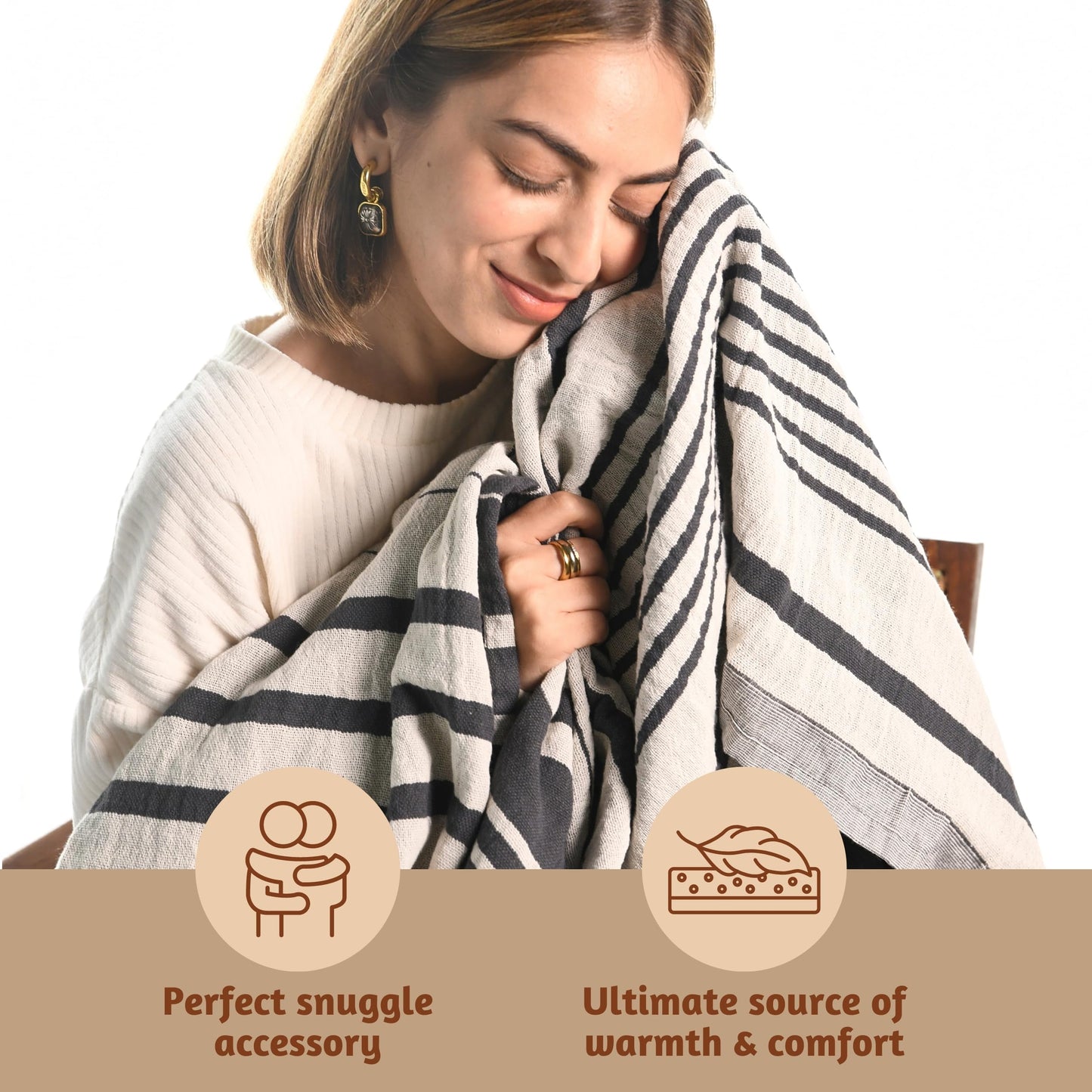 Folkulture Throw Blanket for Couch 50" x 60" |100% Recycled Cotton Couch Chritmas Throw Blanket for Chair, Boho Throws Blankets for Bed,Sofa, Lightweight| Guest Room Must Haves Blanket | Steel Gray