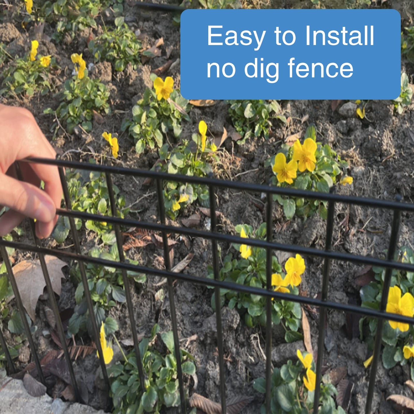 32x10-inch No Dig Animal Barrier Fence, 15 Pack Black Dig Protective Fence with 1.5 inch Spike spacing, Dog/Rabbit/Groundhog Underground Galvanized Outdoor Garden Metal Fence