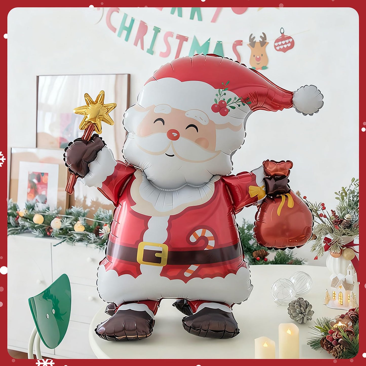 Clearance Vrukiaa Christmas Foil Balloon Decor Santa Claus Cute Christmas Self Standing Mylar Balloon 30 Inch Xmas Inflatable for Party Themed Party Decorations Supplies Decorations Party