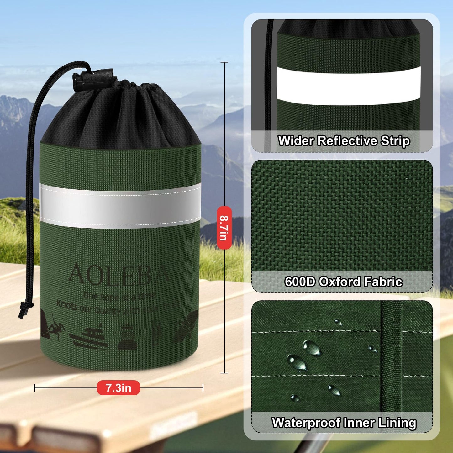 AOLEBA Arborist Throw Line Kit, Slick Arborist Rope Throw Weight Set with Reflective Storage Bag, 100% Polyester Rope, Arborist Equipment for High Limb, Throwing, Climbing, Tree Cutting