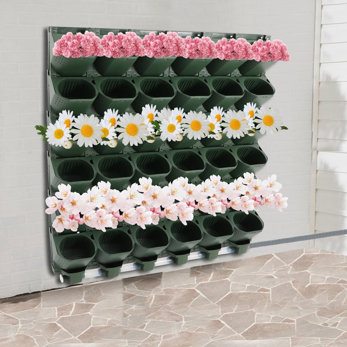 Eypkaol Opjceux 36 Pockets Wall Mounted Vertical Garden Planter, Wall Mounted Self-Watering System with Timer, Automatic Drip Irrigation Kit for Indoor Outdoor Balcony, for Veggies Fruits Flowers