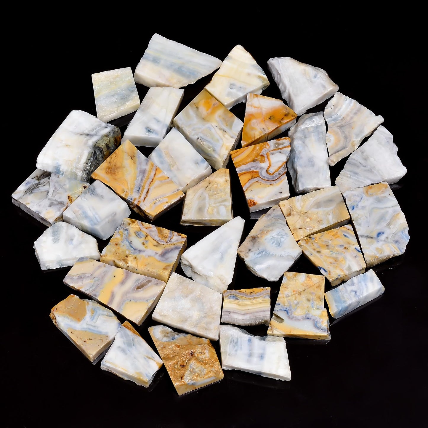 Natural Blue Scheelite Raw Slice Gemstone- Healing Crystals for DIY Jewelry Making -Loose Natural Cabochon -Perfect for Crafting Unique Jewelry Designs (5 pcs, 25-35 mm)