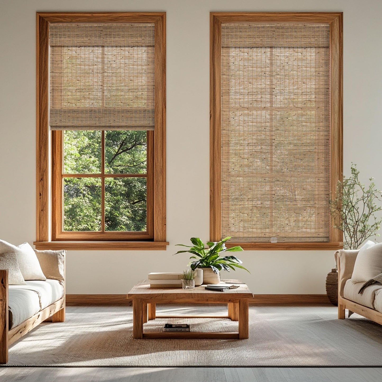 BERISSA Roman Shades for Windows Light Filtering, Natural Jute Woven Roman Blinds Customized Roman Window Shades,Room Darkening Privacy Protection,Light Filtering Ramie Beige,68" W x 72" H
