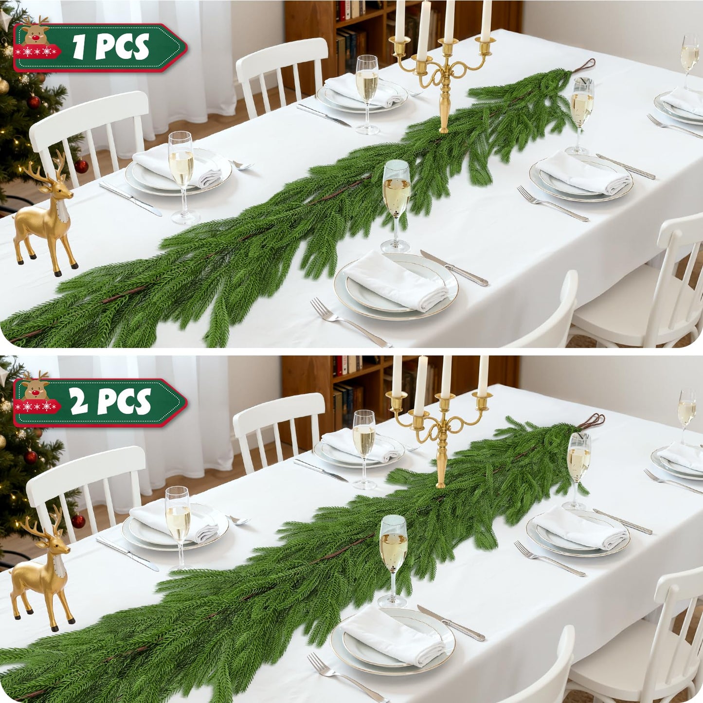 1Pcs 9FT Christmas Norfolk Pine Garland,Realistic Cedar Garland Artificial Pine Cypress Vines,Greenery Garlands for Holiday Xmas Indoor Mantle Decor