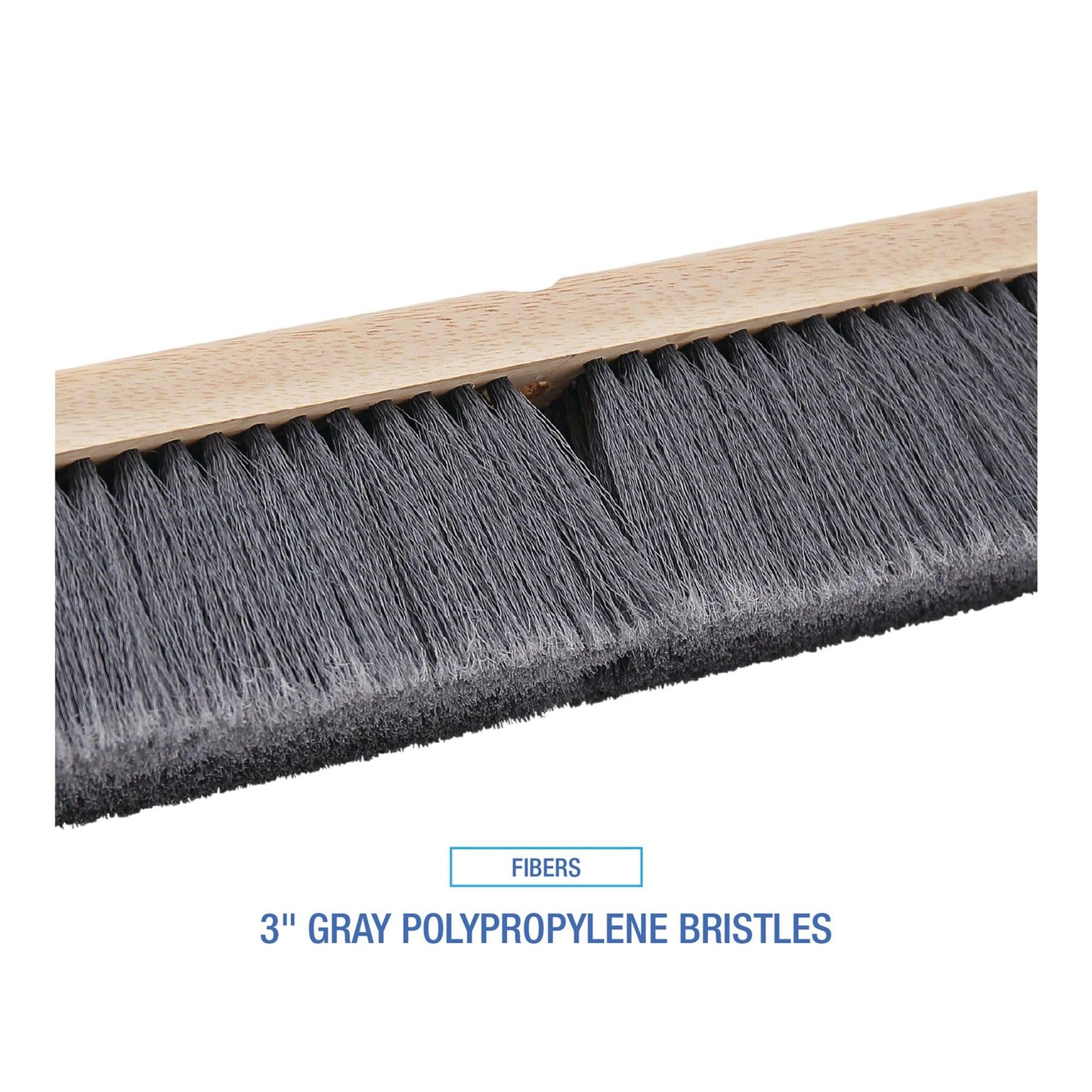 Boardwalk 20436 Floor Brush Head, 3" Gray Flagged Polypropylene, 36"