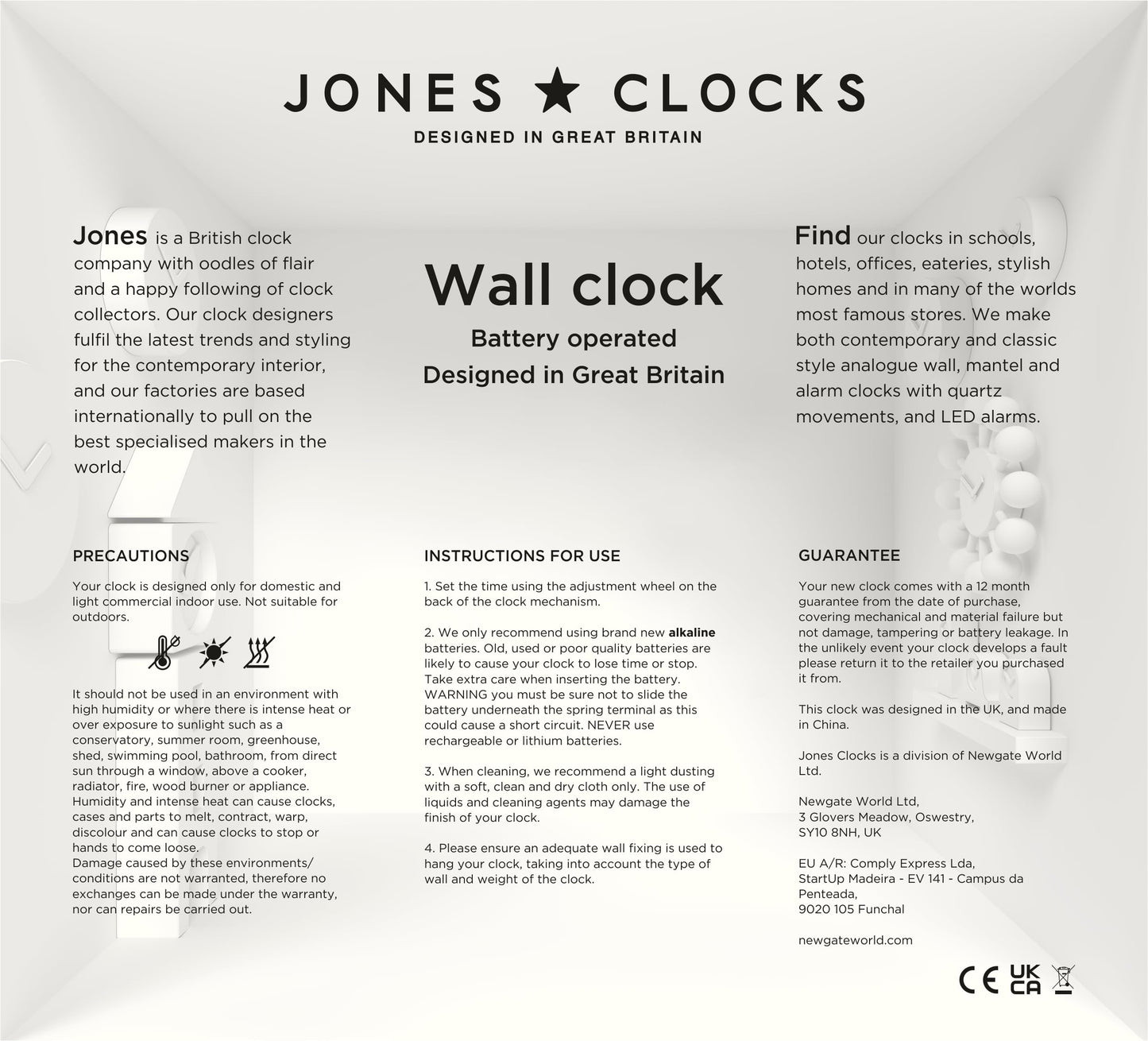 JONES CLOCKS® Movie wall Clock | Retro Rectangular Clock | 10 inch | Orange | Cool mid-Century Designer Look for Kitchen, Living Room or Office