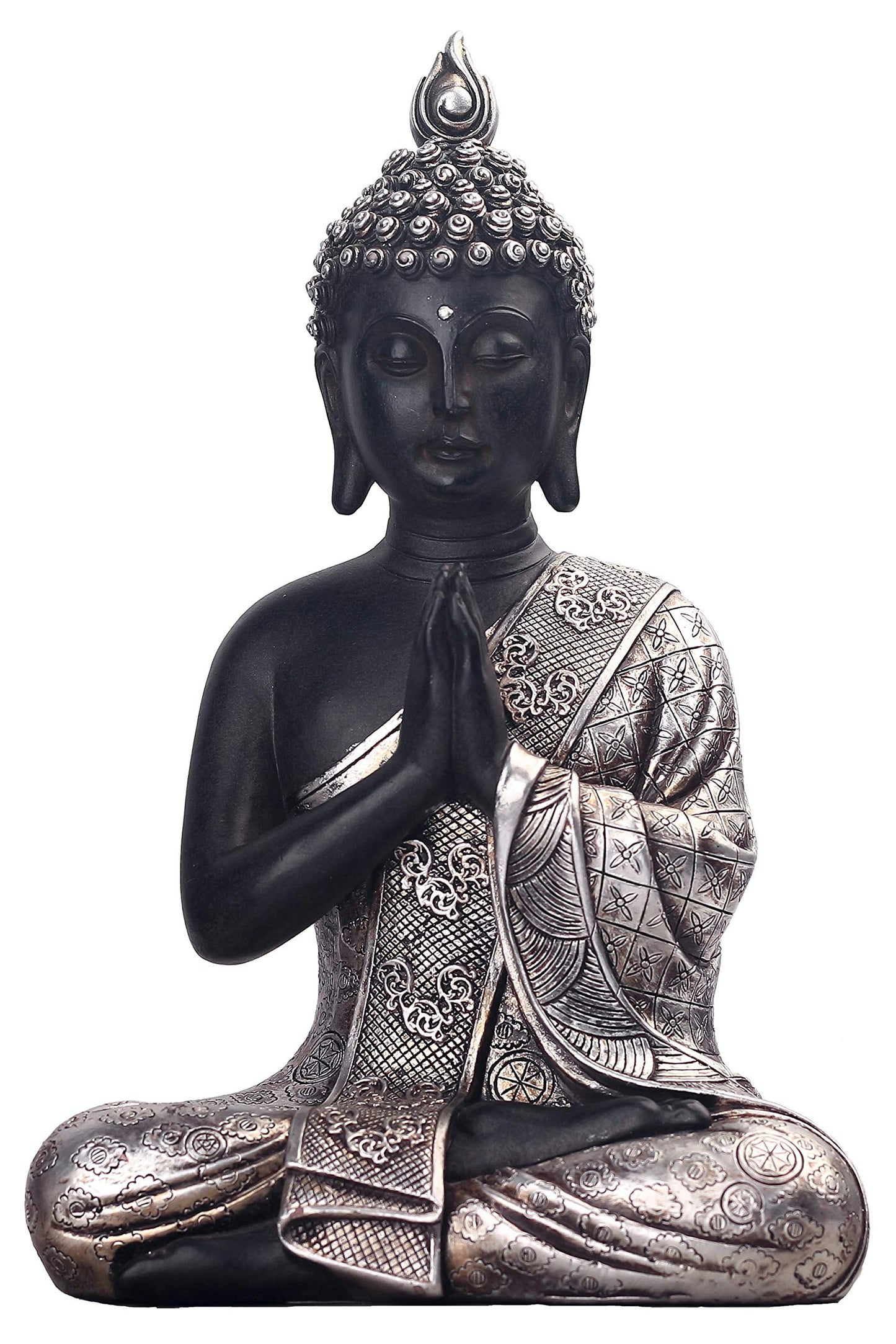 JORAE Seated Buddha Statue Buddhism Thai Meditating Home and Garden Decorative Sculpture Praying Collectibles Figurines, 9.5 in, Polyresin
