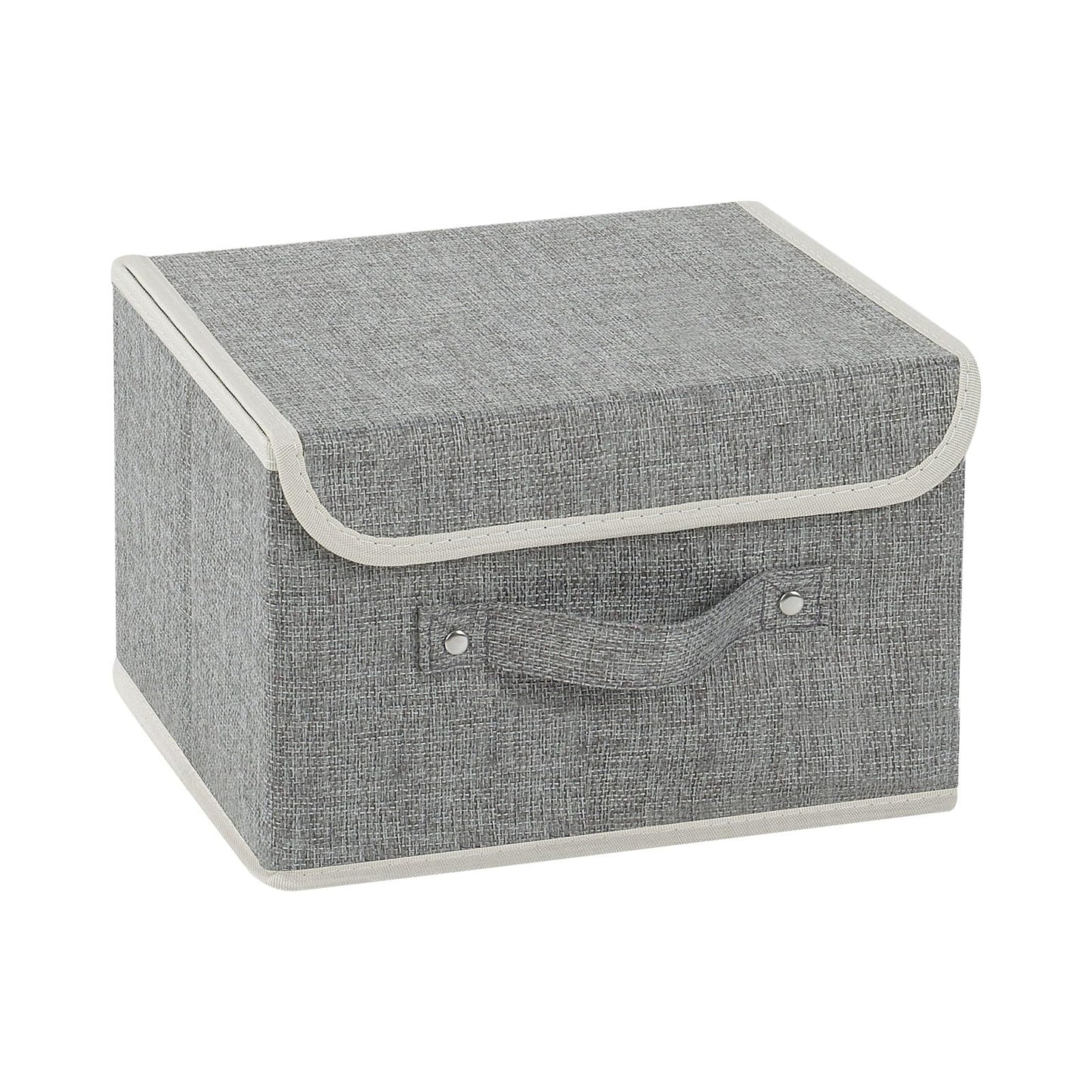 ENUMAIL Storage Boxes, Collapsible Storage Bins with Lids, Cotton and linen cloth Storage Baskets with Handle, for Books, Closet, Bedroom, Home, 10.2x7.9x6.7 in, Grey