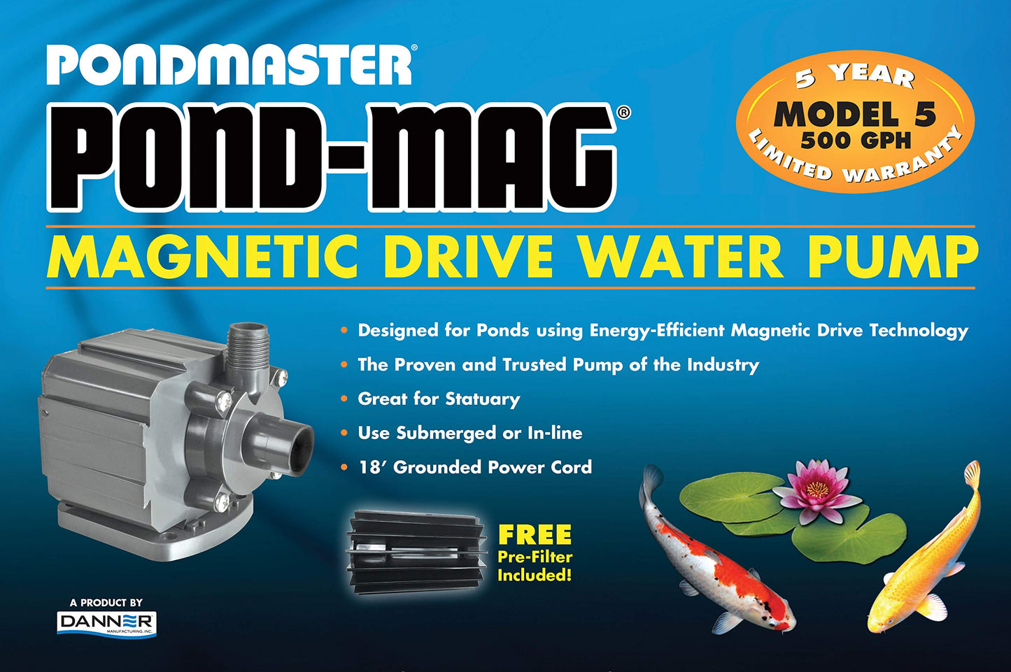 Danner Manufacturing, Inc., Pondmaster 500 GPH Pump, 02525