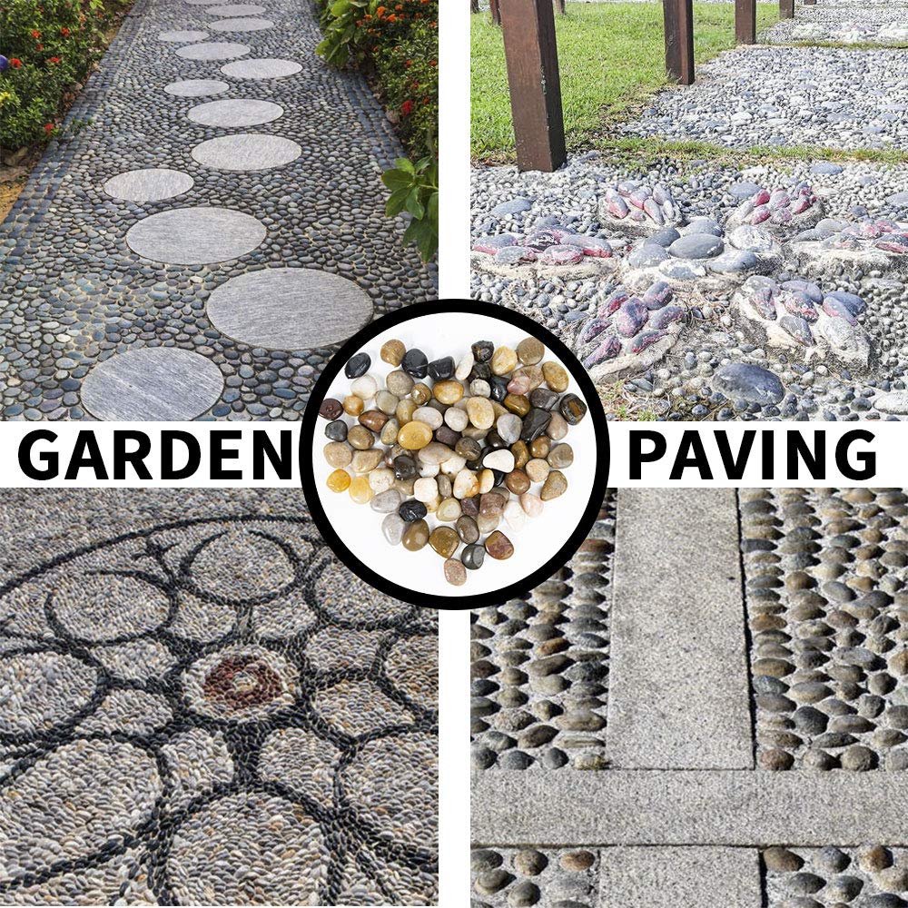 OUPENG Pebbles Polished Gravel, Natural Polished Mixed Color Stones,0.5-1.2inch Small Decorative River Rock Stones 2 Pounds (32-Oz)