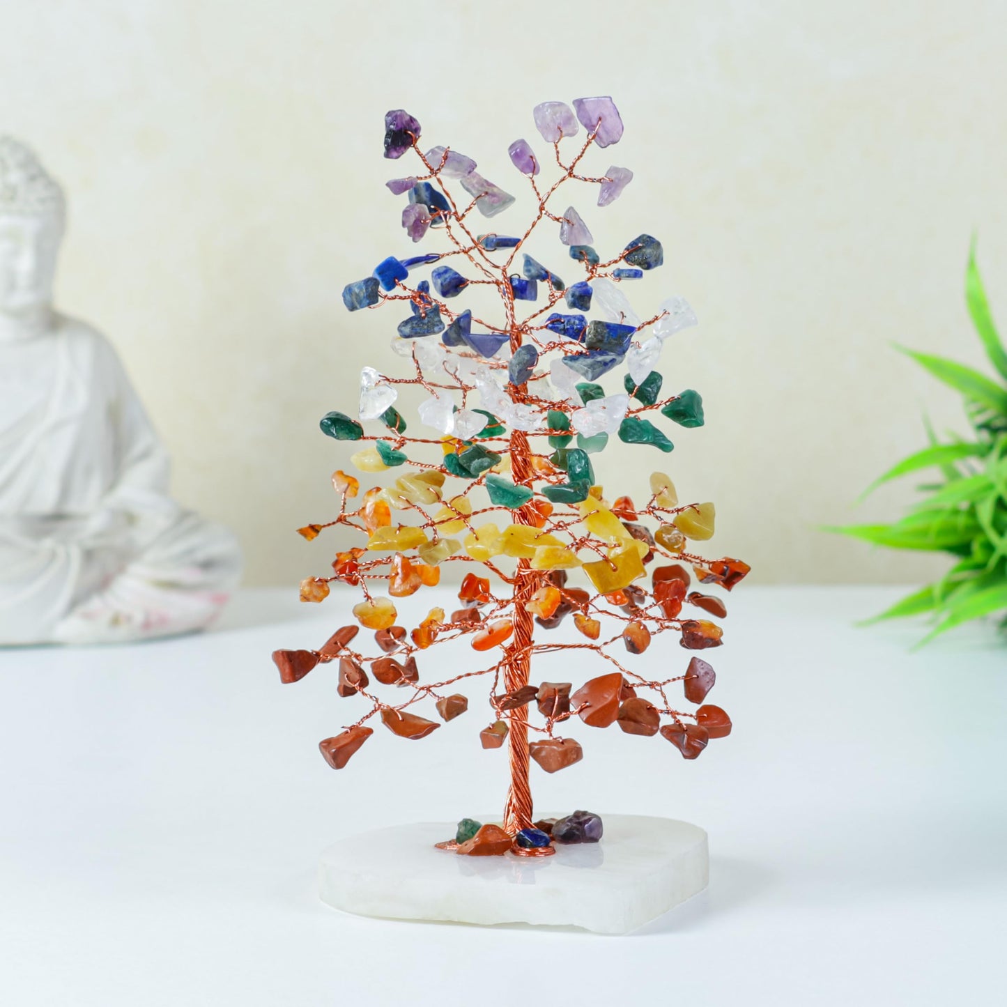 Crocon® 7 Chakra Quartz Heart Base Crystals Tree, Birthday Gifts for Women, Men & Friends, Tree of Life Crystals and Healing Stones, Home Decor, Women Gift Ideas, House Warming Gifts New Home for Mom