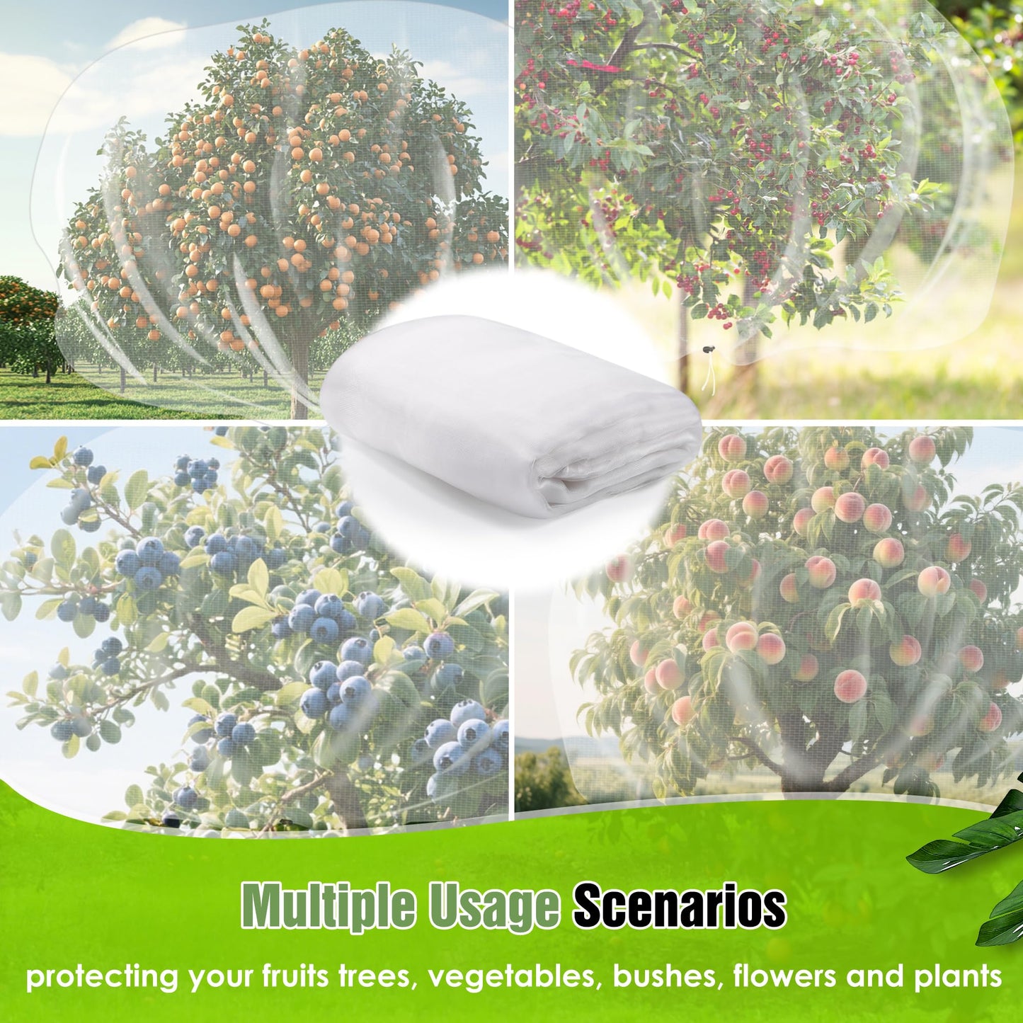 10 X 14FT Large Fruit Tree Netting, Tree Nets for Fruit Trees with Zipper and Drawstring, Insect Netting Barrier for Garden Blueberry Bushes Cherry Peach Apple Protection from Squirrels Birds Pests