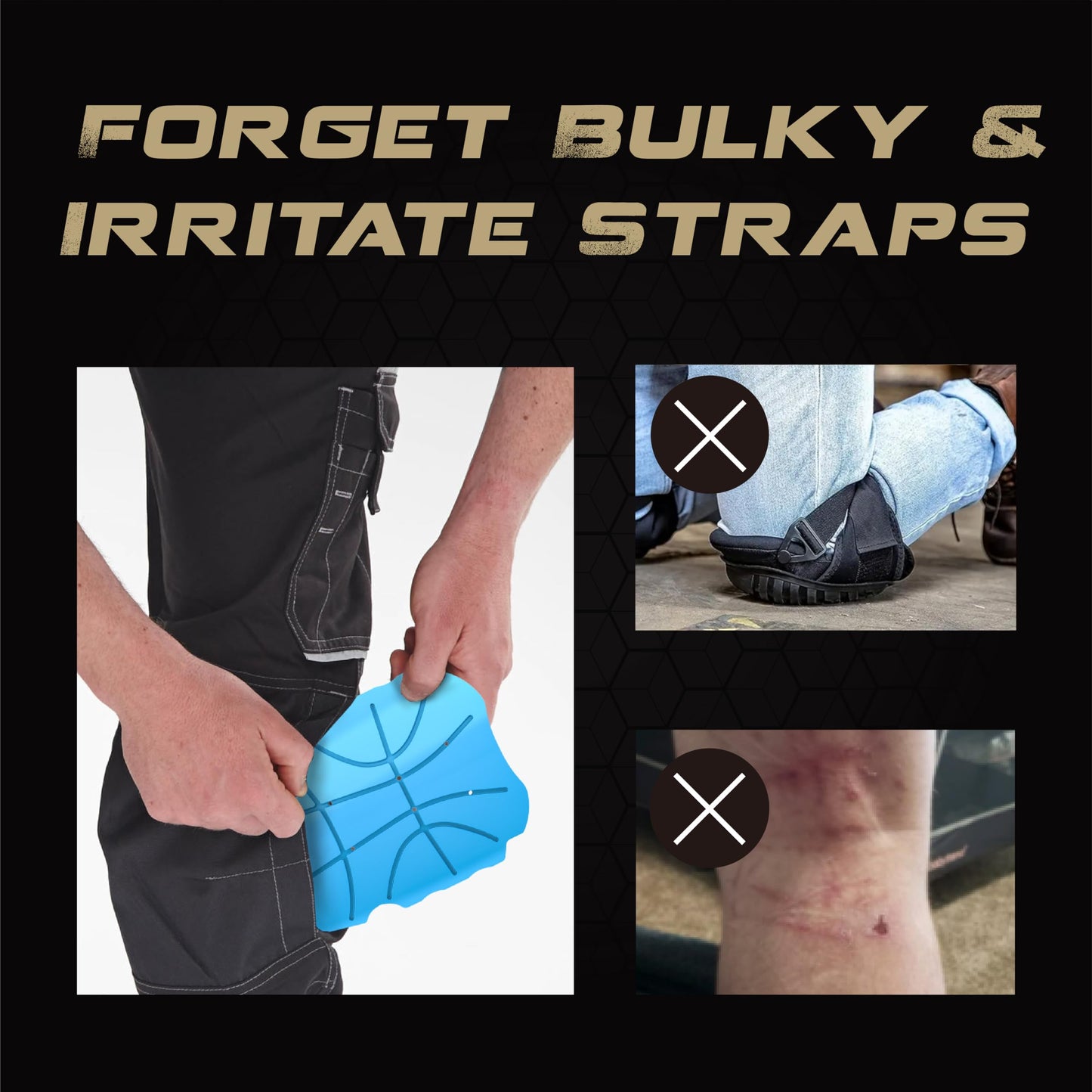 Hmyl Easy Breathable Pocket Knee Pad Insert for Work Pants/Bibs, Uniforms, and Tactical Pants, Men’s Heavy Duty Pocket Knee Pads for Construction, Flooring, and Garage, 11.5''×7.9''×0.45'', Blue