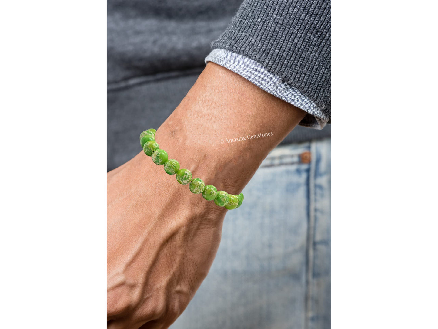 Amazing Gemstone Crystal Bracelet for Women Men's Gifts - Protection Healing Crystal Bracelet - 8mm Gemstone Beaded Stretchable Bracelet Pulseras Para Hombres Mujer Stocking Stuffers Mothers Day Gift (Green Turquoise)