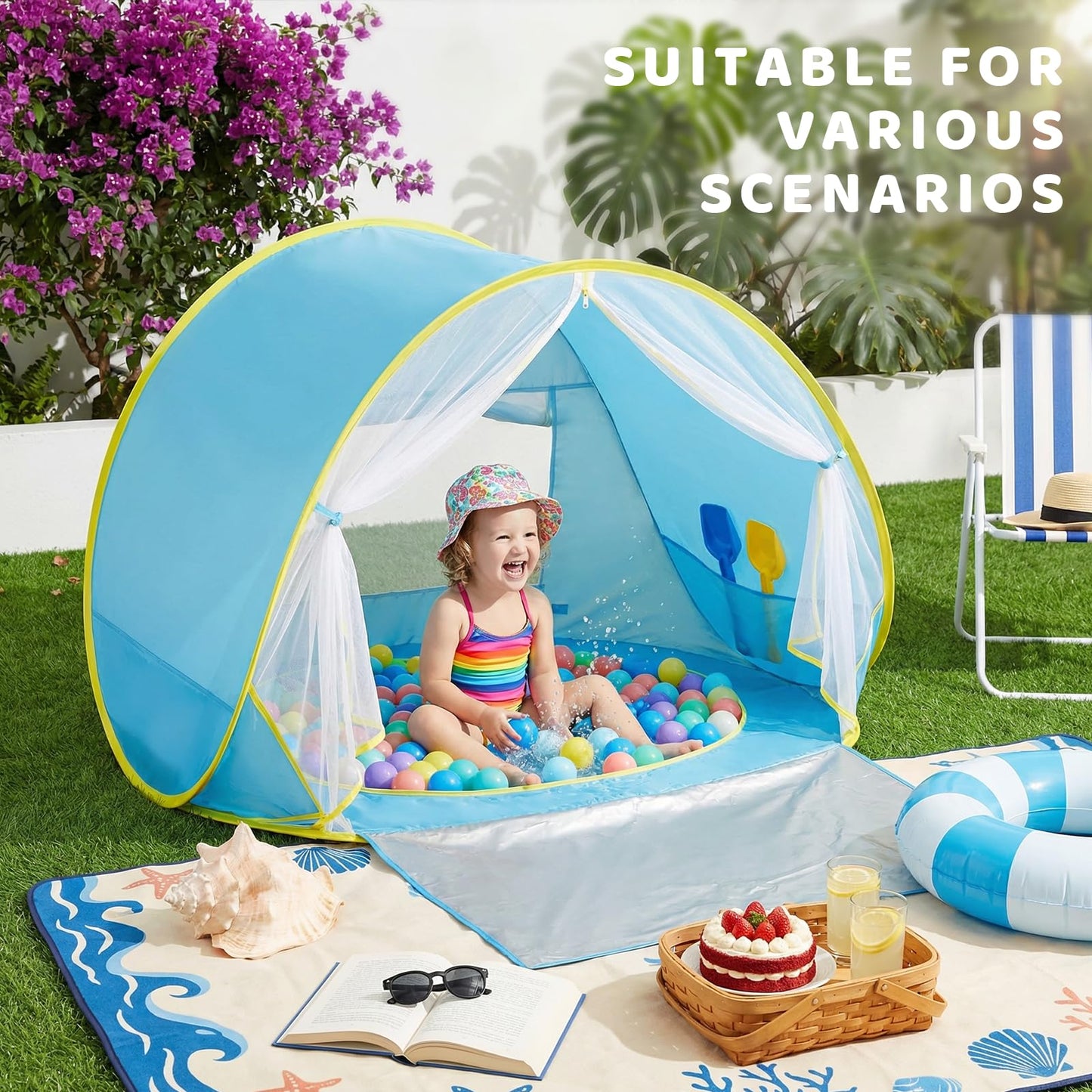 Senodeer Baby Beach Tent, Pop Up Play Tent for Infants, UV Protection Sun Shelter for Toddlers, Infant Portable Sun Shade