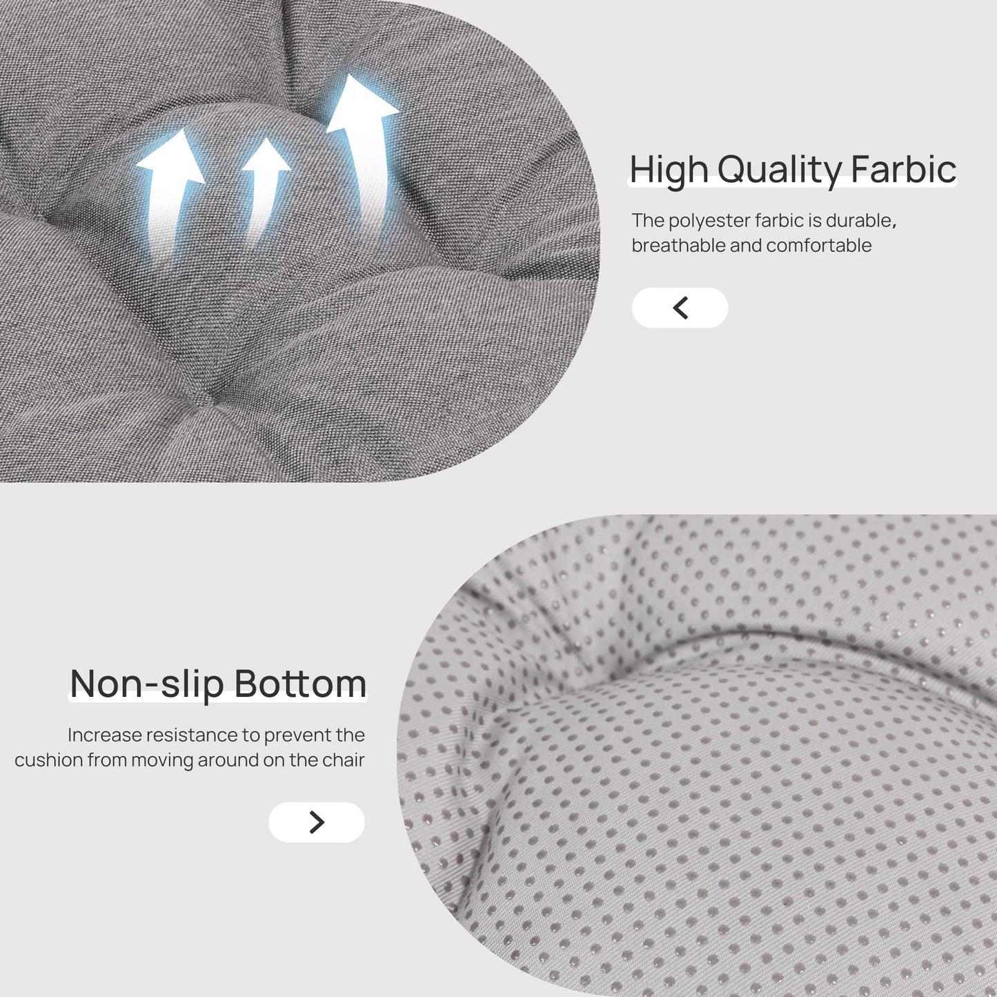 Love's cabin Memory Foam Chair Cushions Set of 4, 15.5"x15.5"x3.5" Indoor & Outdoor Seat Pads for Dining, Kitchen, Office, Patio Chairs - Grey