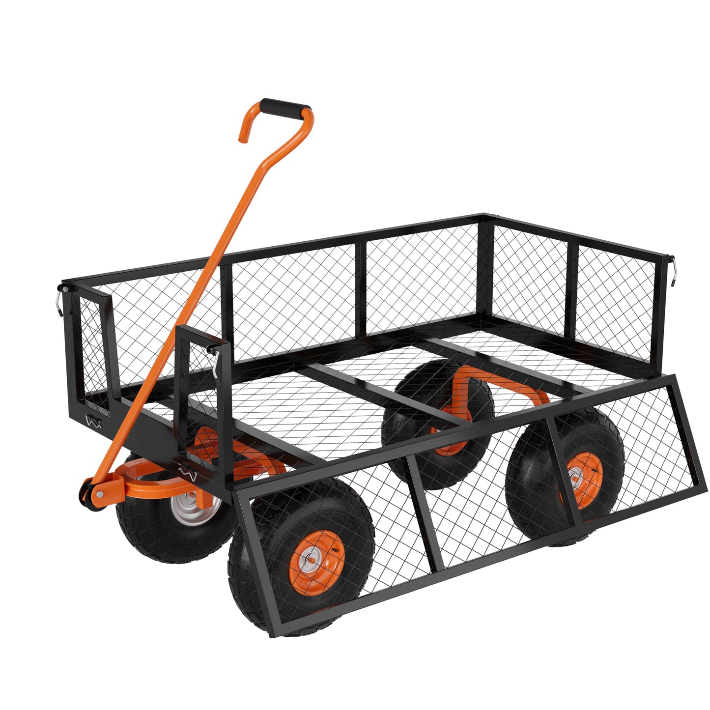 GarveeLife Heavy Duty Steel Garden Cart, 500 LBS Capacity 3 in 1 Pullable Garden Wagon with 10 in Wheels, for Gardening Soil, Tools, and Plant Transport