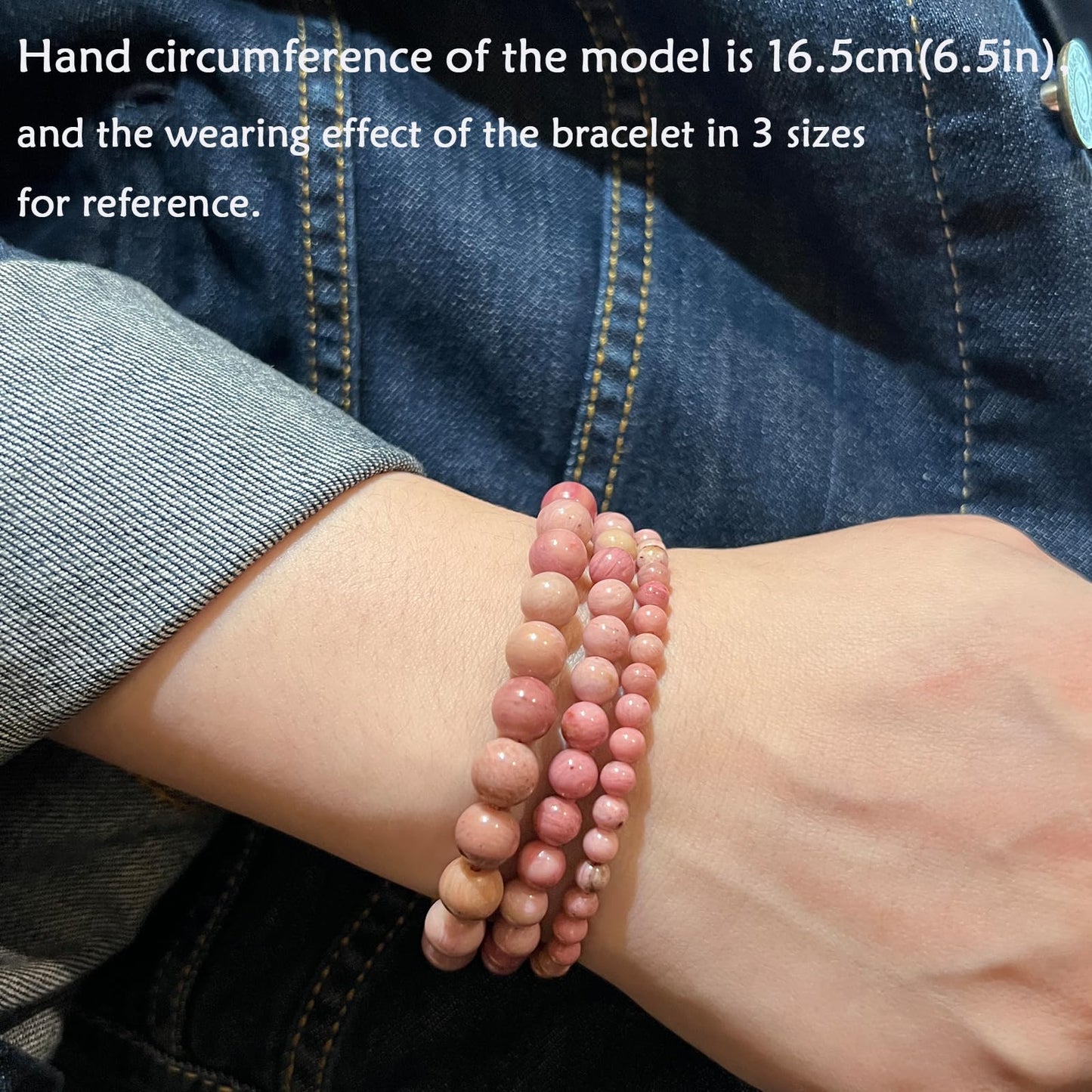 CHCCOYE 6mm Natural Healing Gemstone Bracelet Handmade Yoga Stretch Elastic Bracelet Stress Relief Crystal Jewelry for Men and Women (6mm, Rhodochrosite)