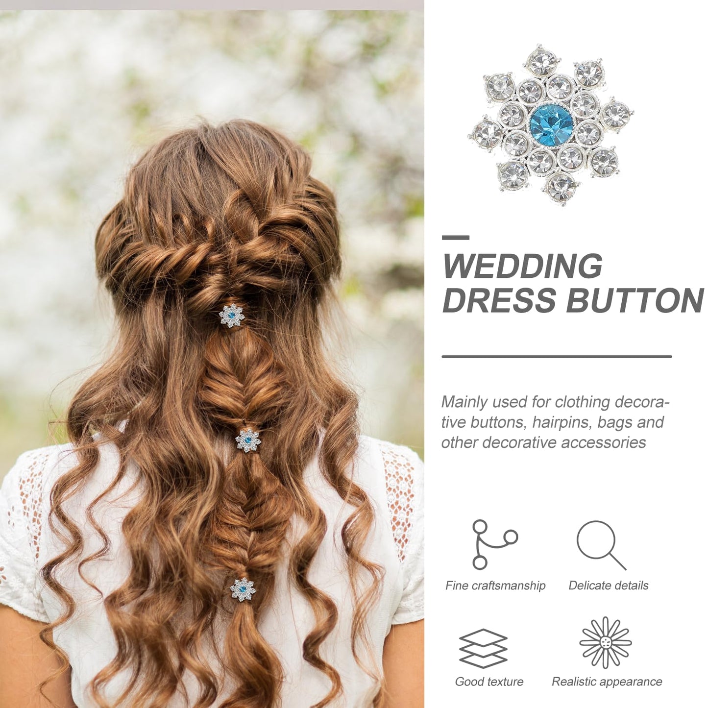 30pcs Crystal Rhinestone Snowflake Buttons Flatback Embellishments for Craft DIY Jewelry Scrapbooking