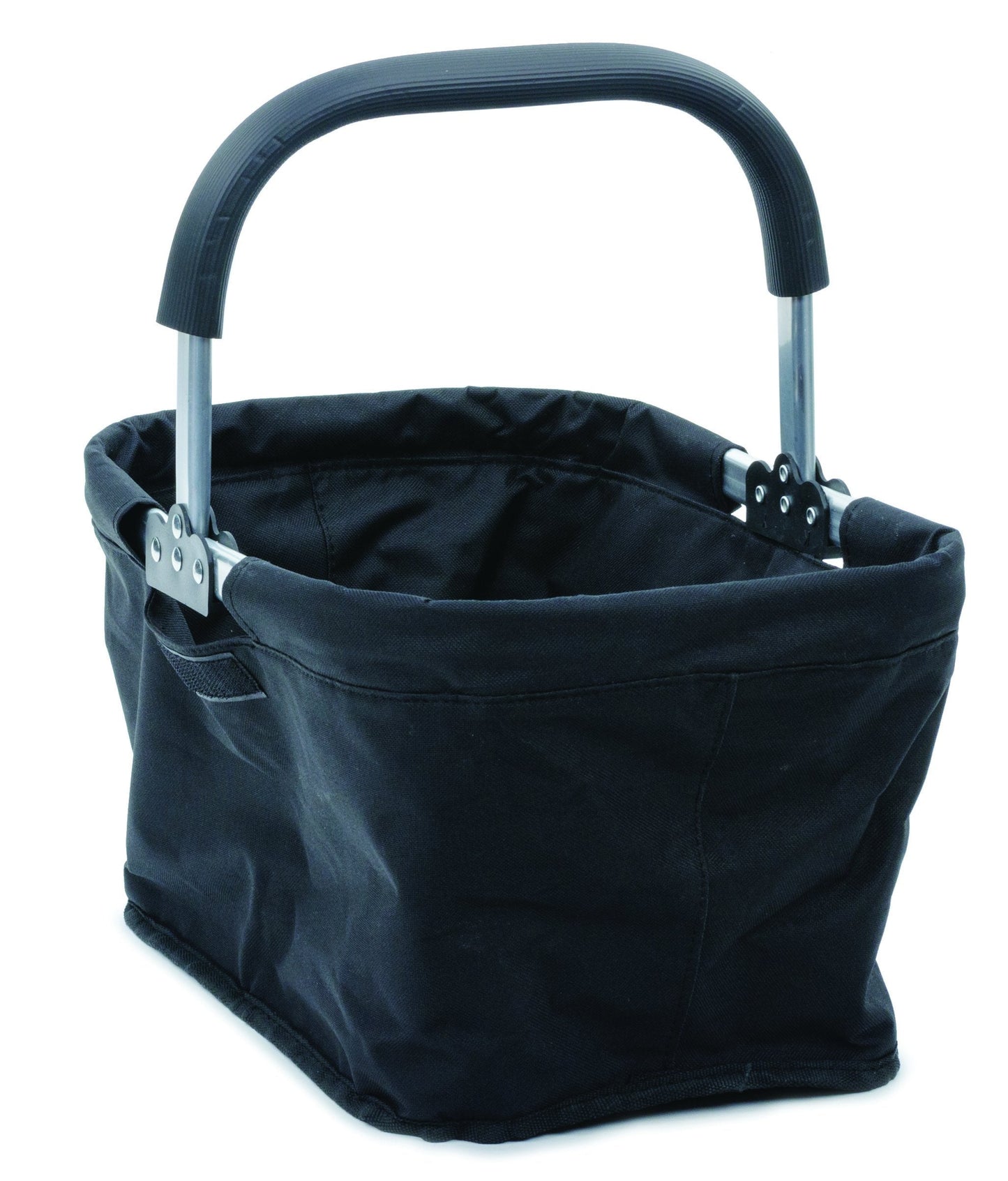 RSVP International Collapsible Market Basket Aluminum Frame, Large Zip Side Pocket, 17x11x18", Black