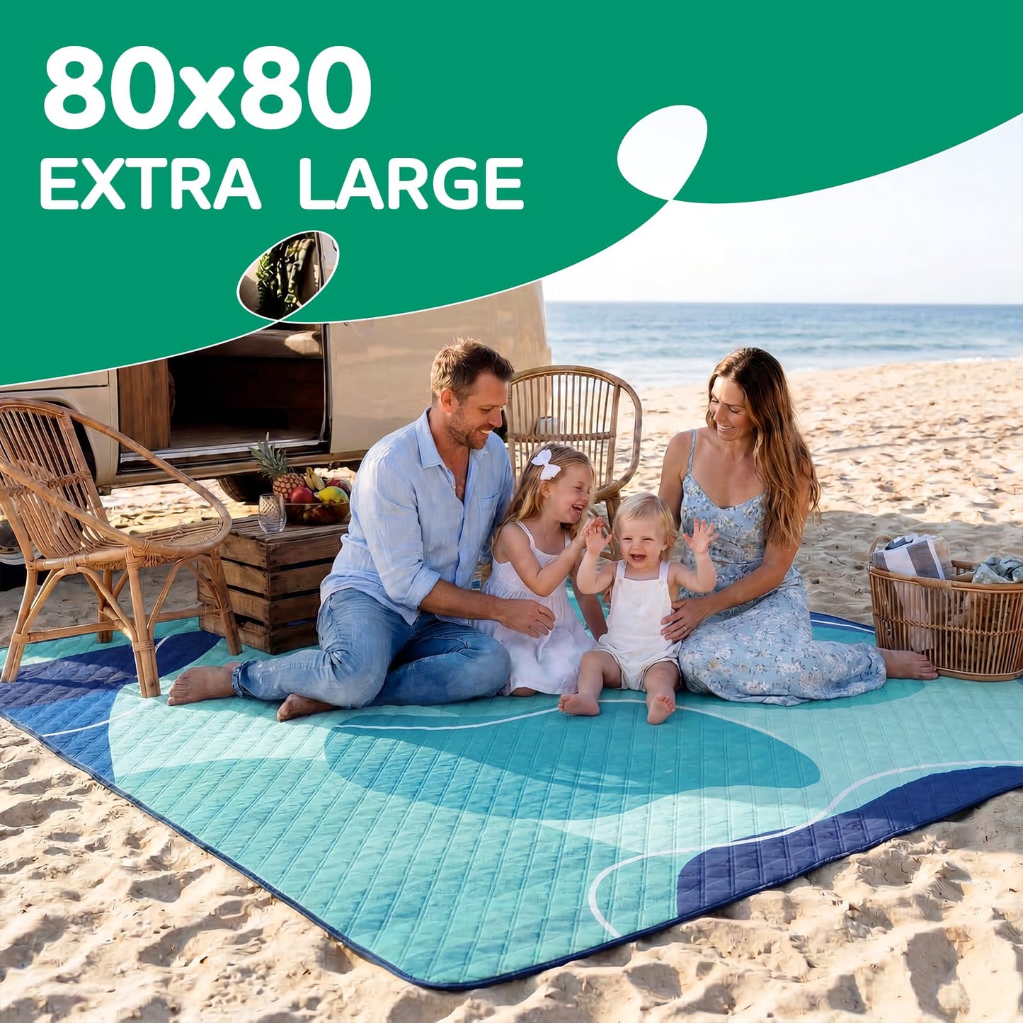 Waterproof Beach Blanket Picnic Outdoor Camping Mat Oversized Extra Large Foldable Sandproof Sand Free Resistant Big XL Giant Towel Hawaii Honeymoon Essentials Women Summer Must Have Vacation Gift