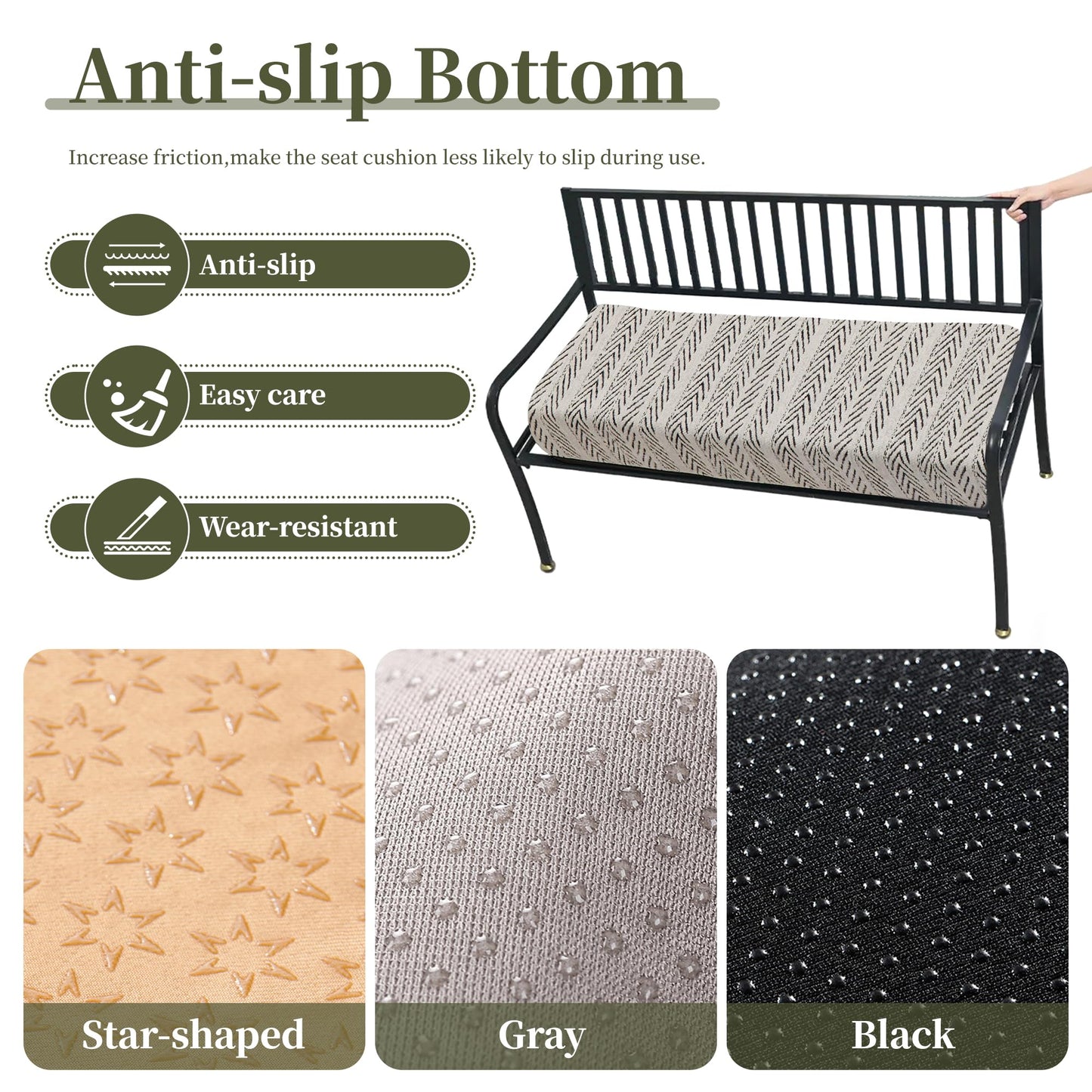 IALNUYOAH Custom Size Bench Cushion, Custom Bench Cushions for Indoor Furniture, 75D Foam Furniture Window Seat Cushion, Breakfast Nook, Mudroom, Banquette Bench Cushion, Non-Slip Bottom, Pipe Design