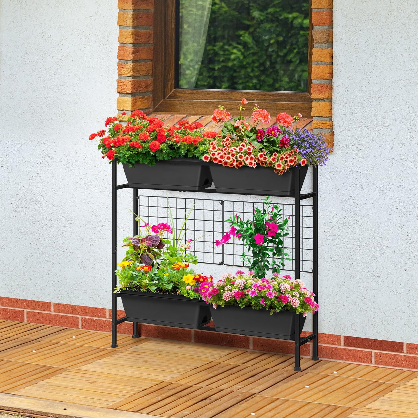 ETELI Vertical Garden Planter Raised Garden Beds with Legs Elevated Garden Planter Boxes with Trellis Patio Balcony Herb Garden Planter Beds Outdoor for Flowers Vegetables, Gray