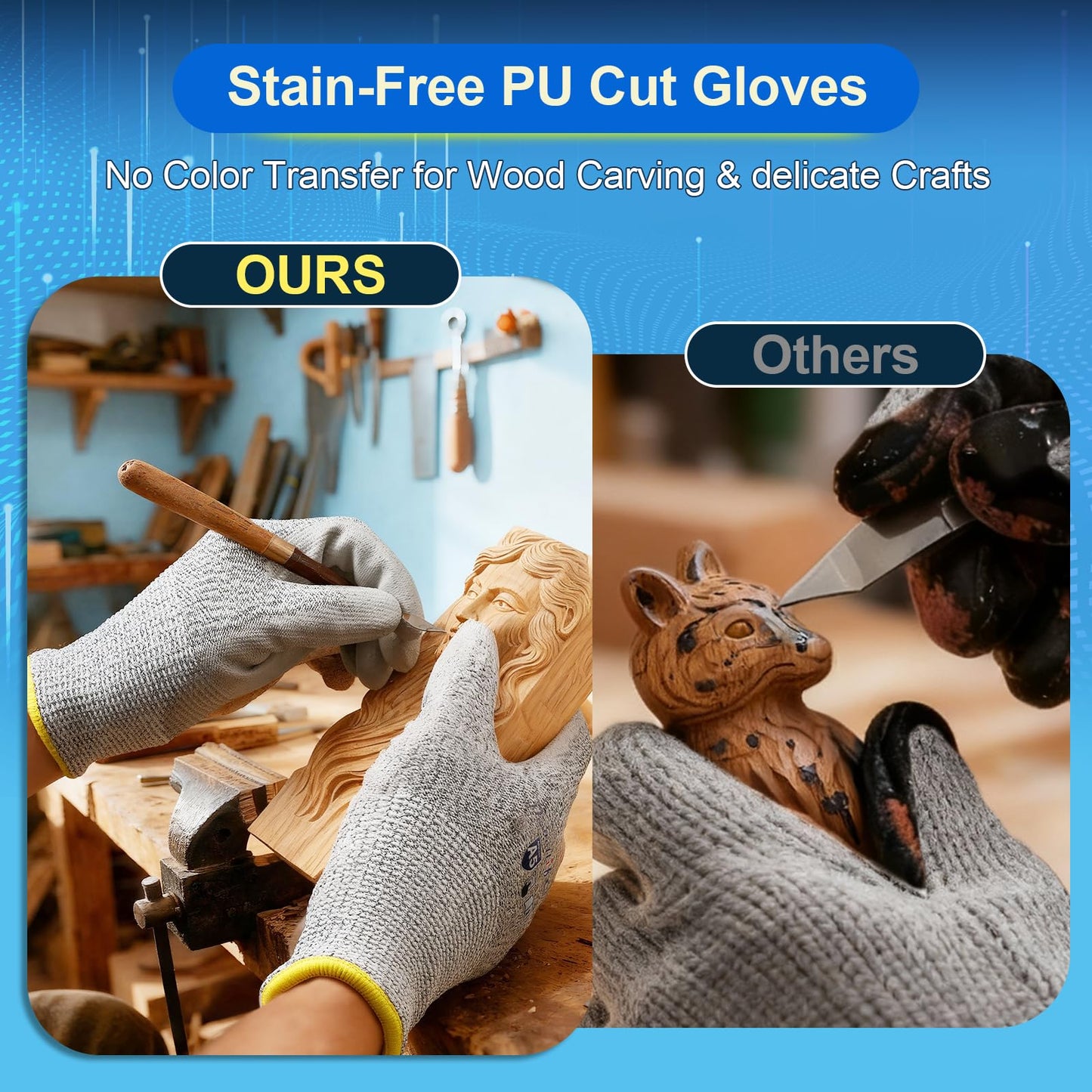 Dowellife Cut Resistant Work Gloves for Men & Women - ANSI A5 & EN388 Level 4, Breathable PU Coated, Grey Non-Marking - for Gardening, Fishing, Automotive, Construction, Wood Carving (X-Large, Grey)