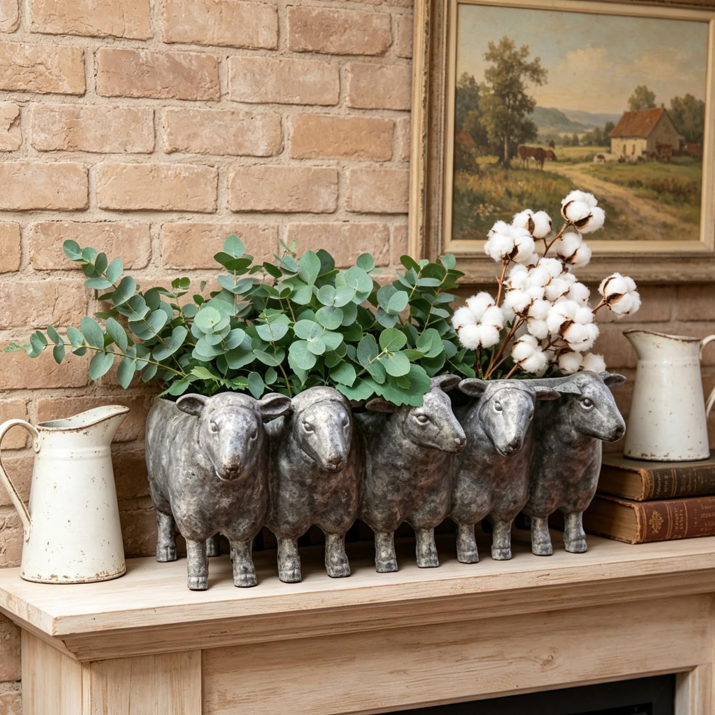 Newman House Studio Resin Sheep Planter Succulent Pot - Creative Animal Garden Pots for Home Garden Office Desktop Decoration 13 * 7.2 * 5.5 Inch