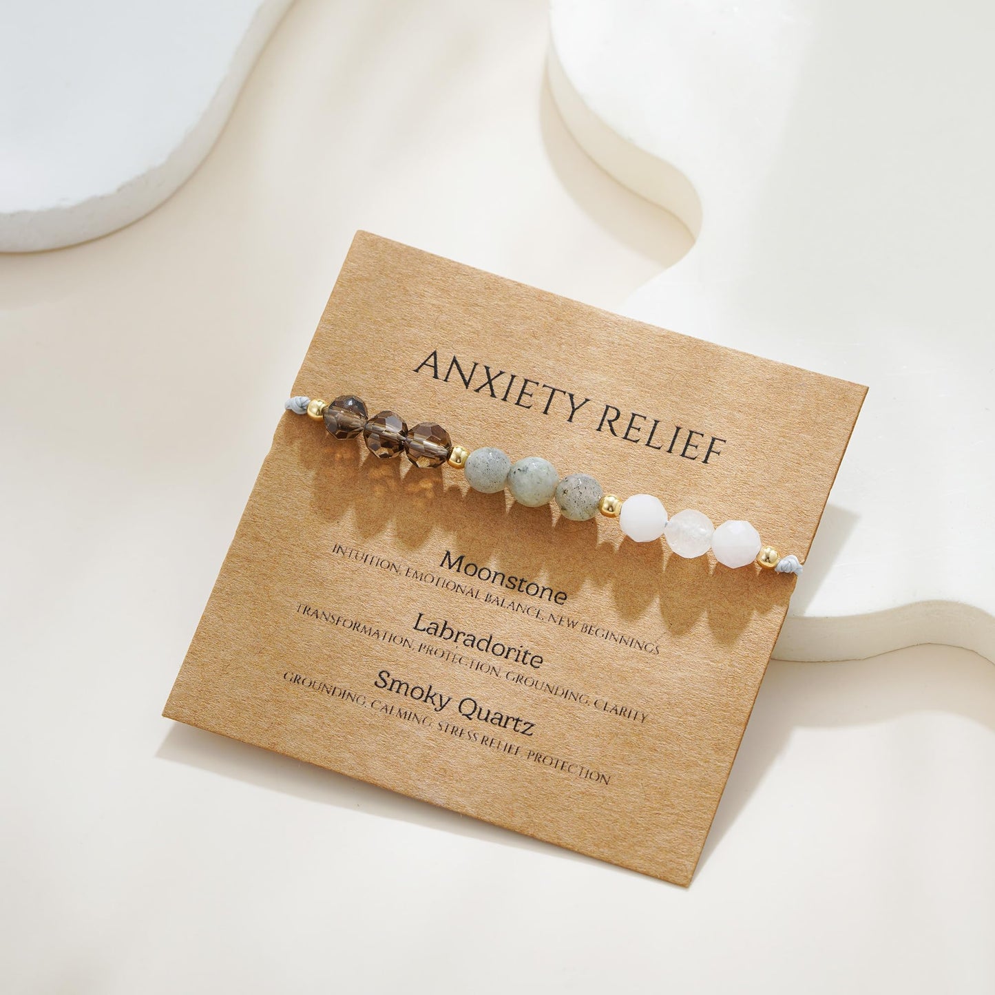 Fezodo Anxiety Relief Bracelet for Women Men, Stress And Anxiety Reliefs Healing Crystal Gemstone Natural Stone Beaded Bracelets Christmas Valentines day Birthday Gift for Women men
