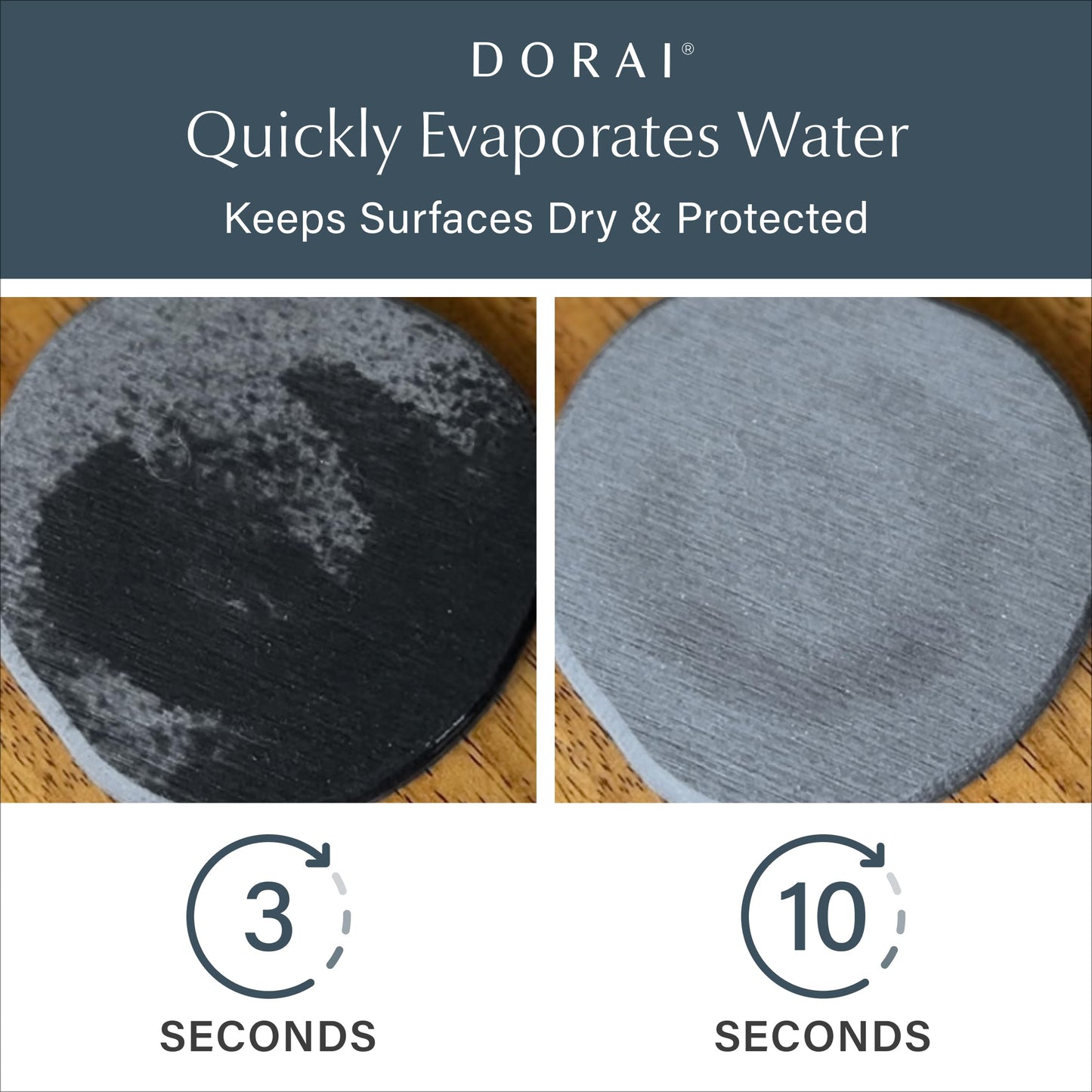 Dorai Home Stone Coasters Set - Diatomaceous Earth Water-Absorbing Drink Coaster for Coffee Table, Kitchen or Bar, Modern Stone Appearance | Slate - Set of 4