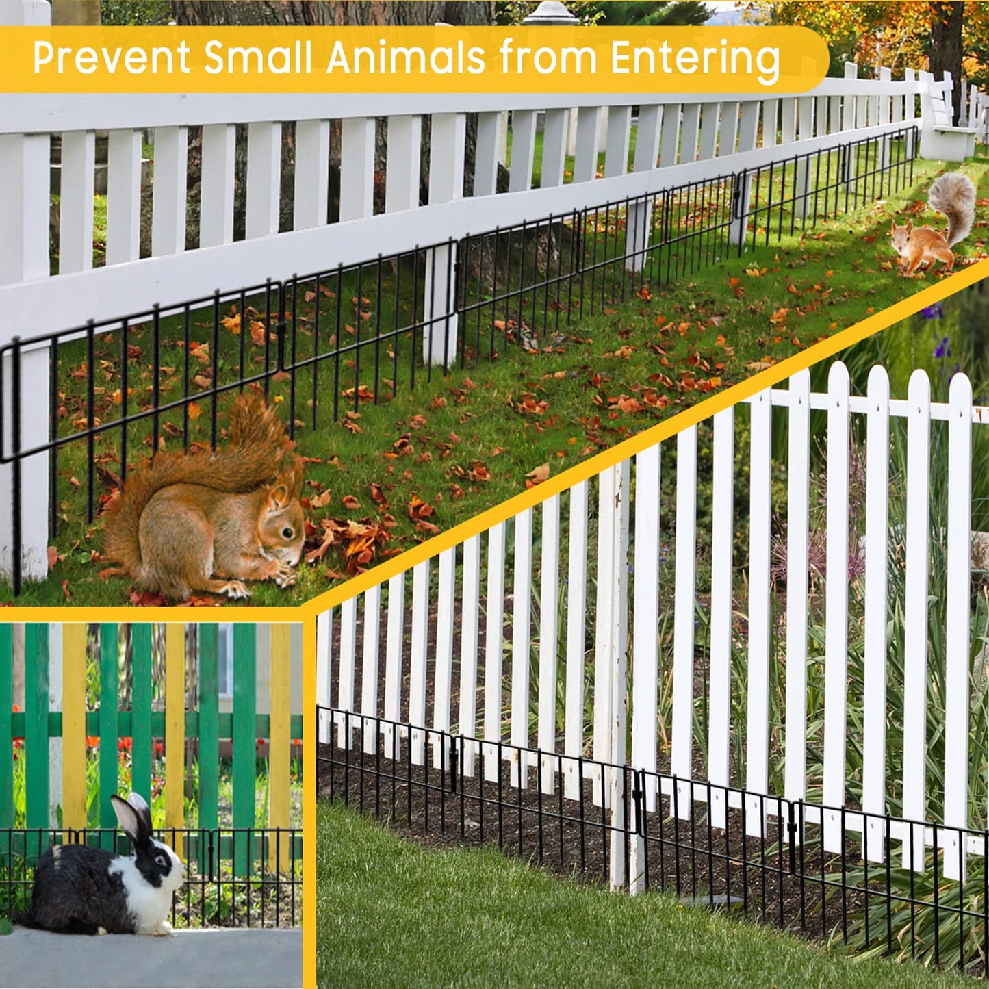 Animal Barrier Fence, 10 Pcs Upgrade 1.26 in Gap Decorative Fences No Dig Fence for Rabbits and Dog Ground Defense, Rustproof Metal Wire Garden Fence Border for Garden & Patio Landscaping